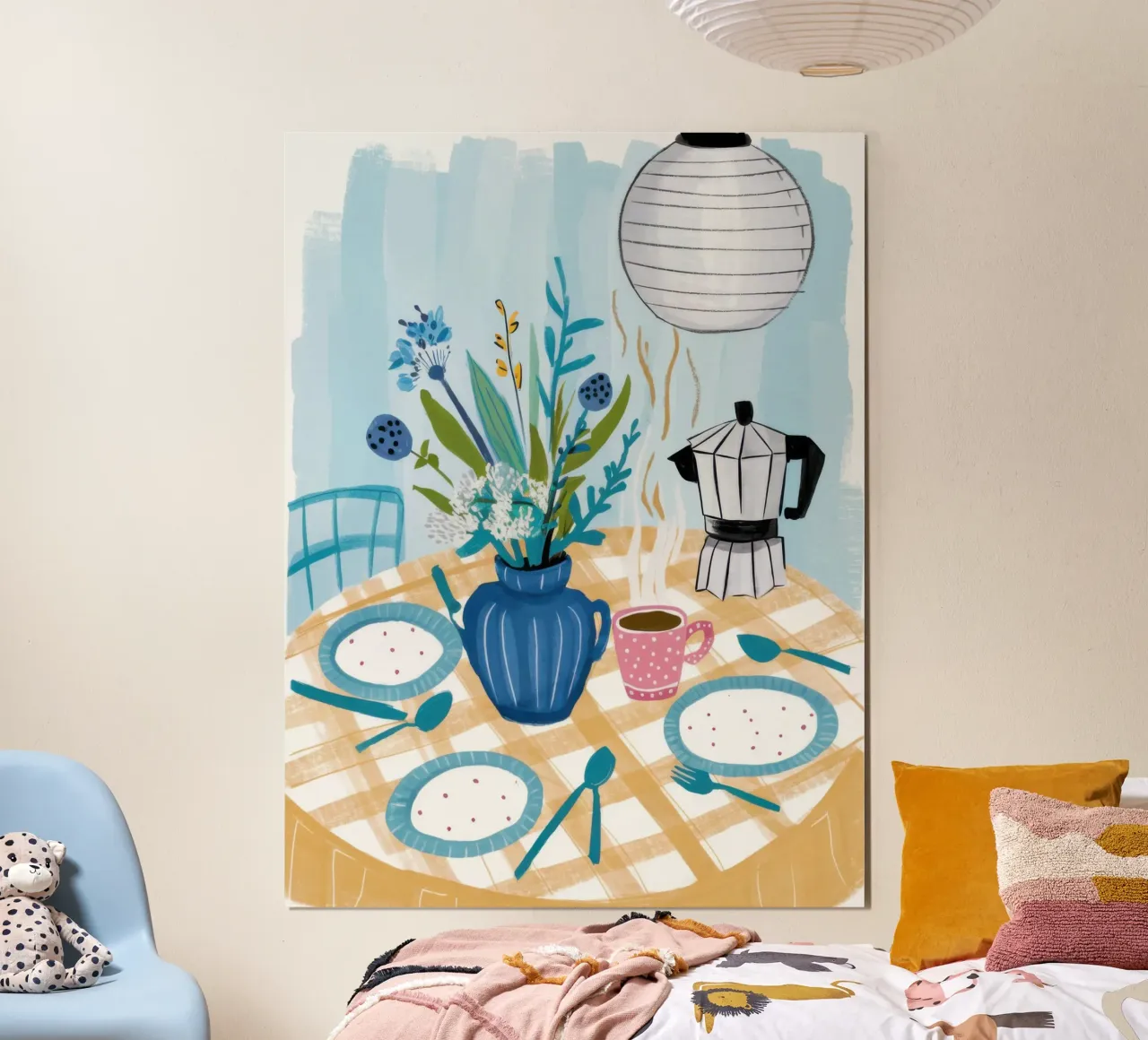 Colazione in riva al lago Serenity poster con telaio in plastica da Astra Mist