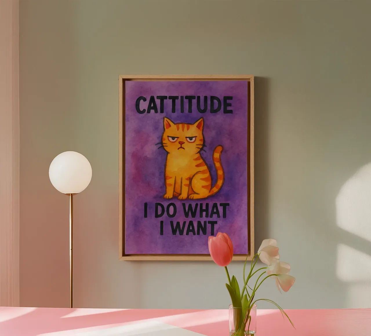 kativiteit grappige kat canvas met Baklijst van limous