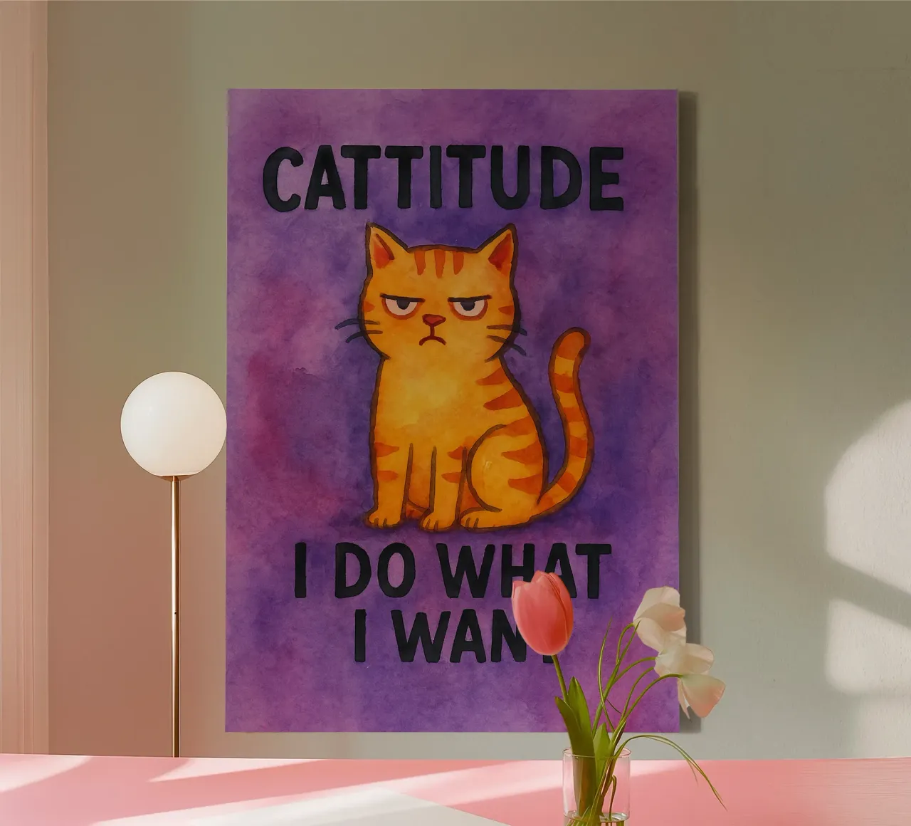 kativiteit grappige kat canvas met Baklijst van limous