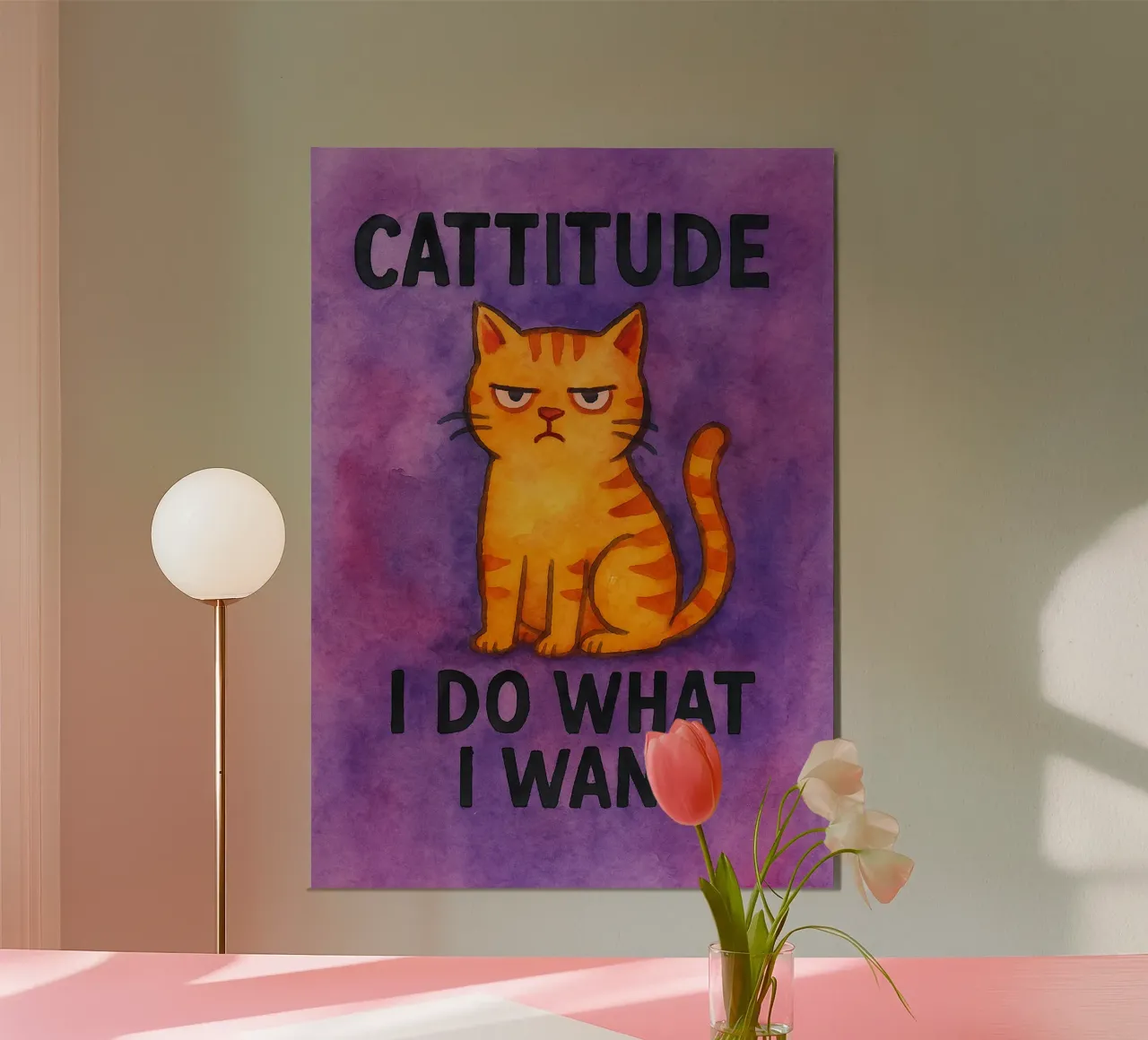 cattitude gatto divertente poster da limous