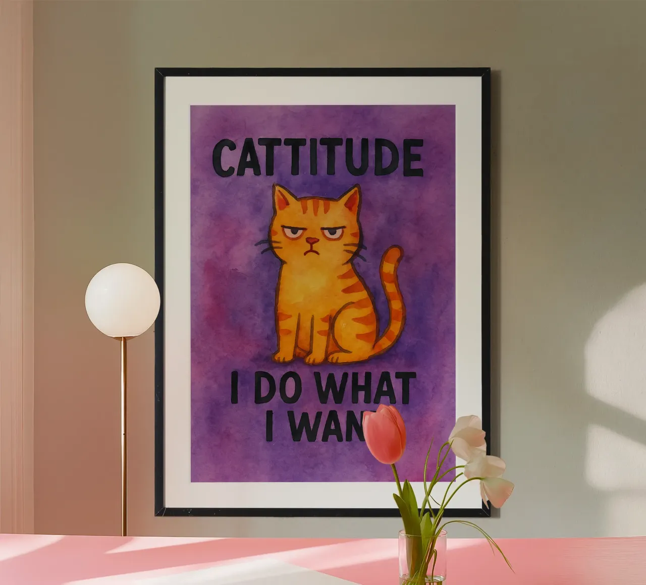 cattitude gatto divertente poster da limous