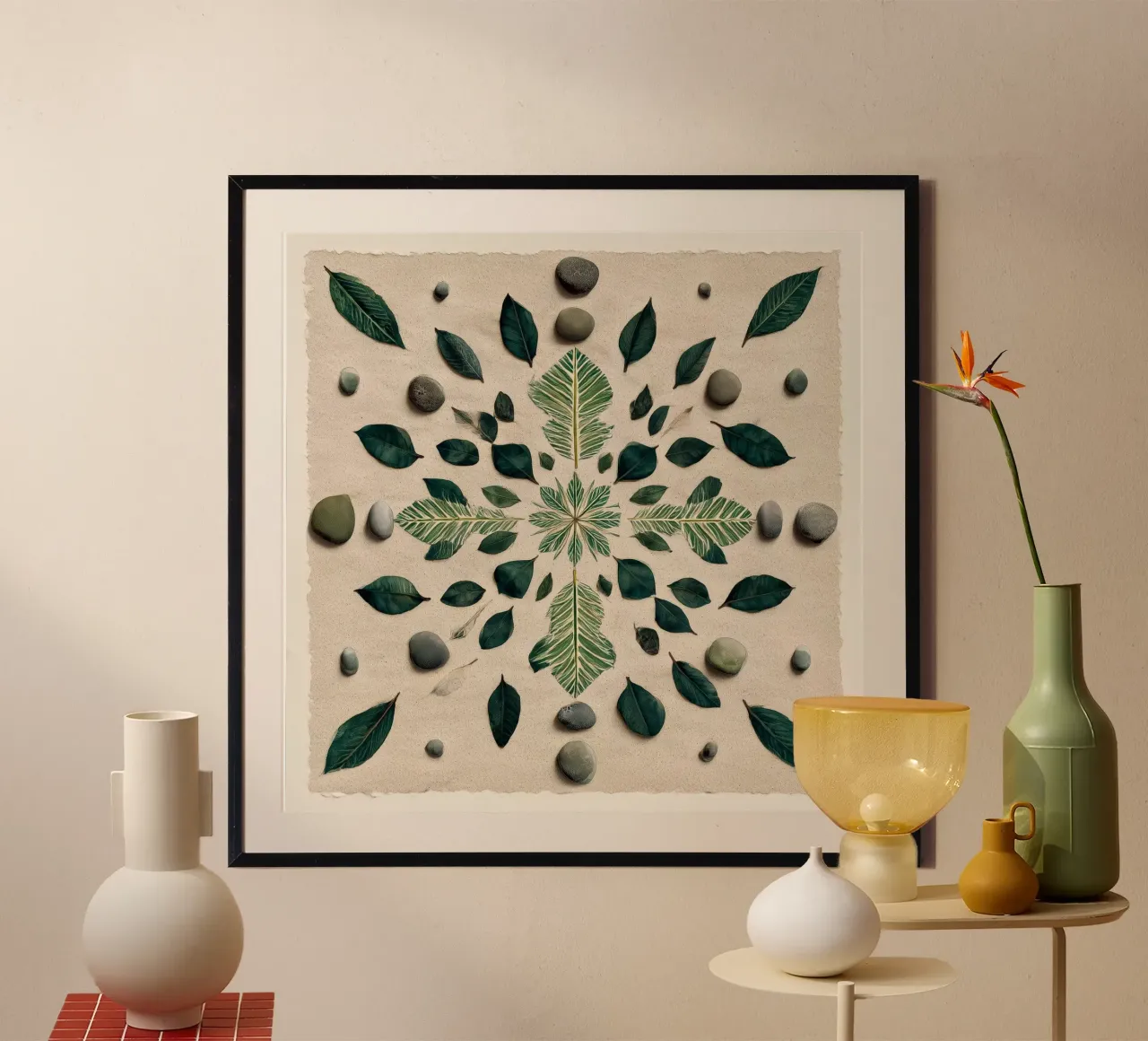 Mandala di foglie e pietre poster da Luke Wilder Studio