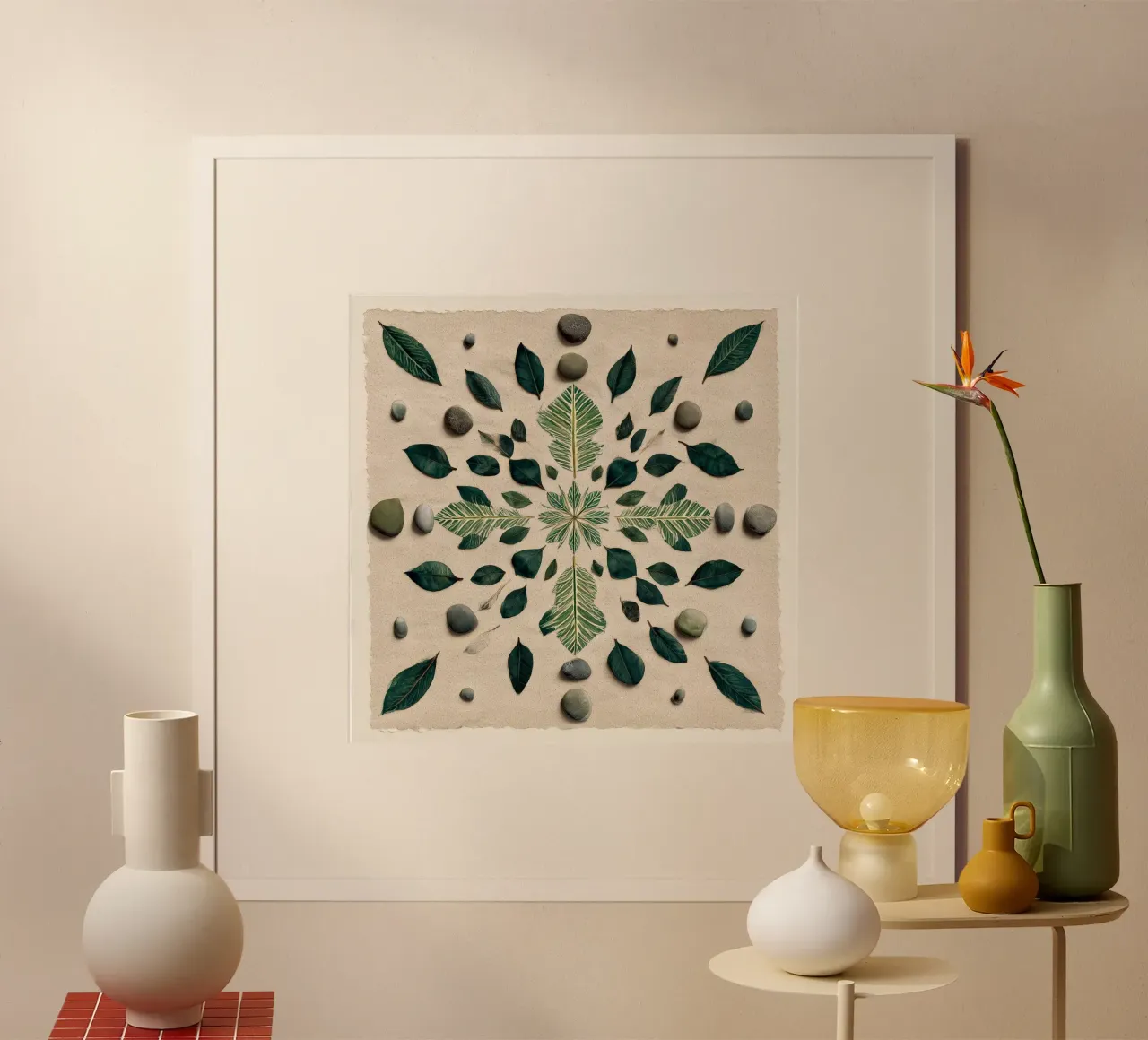 Mandala di foglie e pietre poster da Luke Wilder Studio
