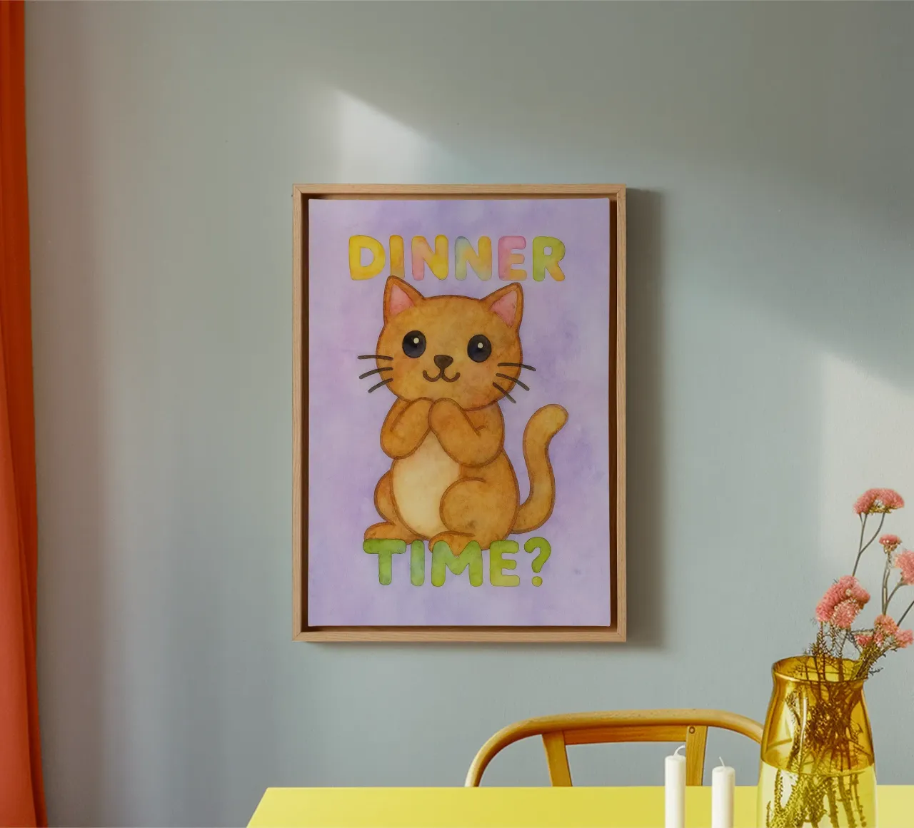 etenstijd grappige kat canvas met Baklijst van limous
