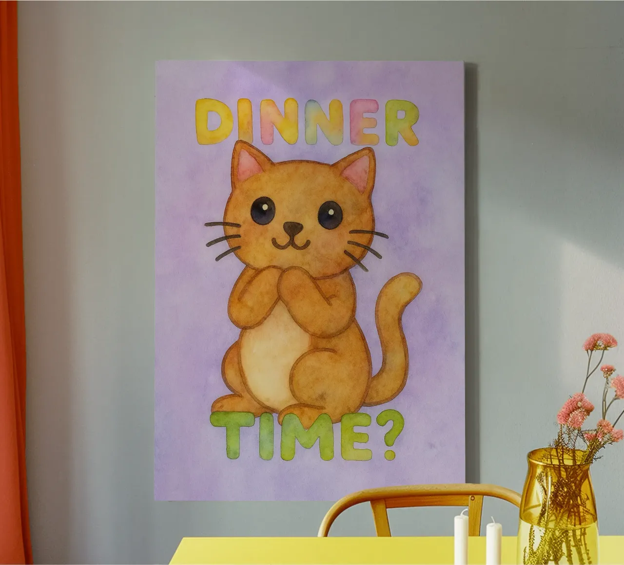 etenstijd grappige kat canvas met Baklijst van limous