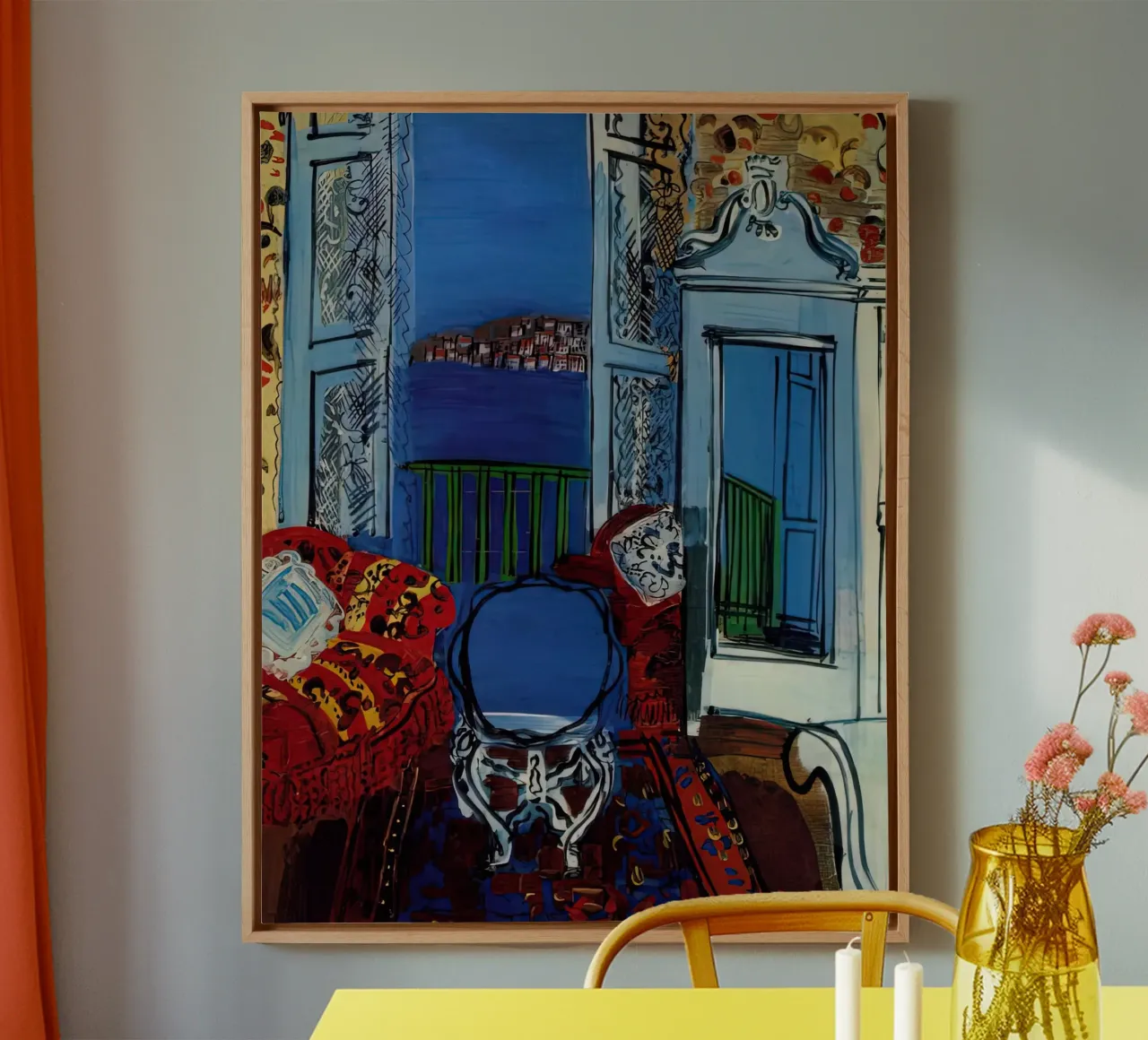 Open Window, Nice, 1928 by Raoul Dufy canvas with Floater frame by mix mate