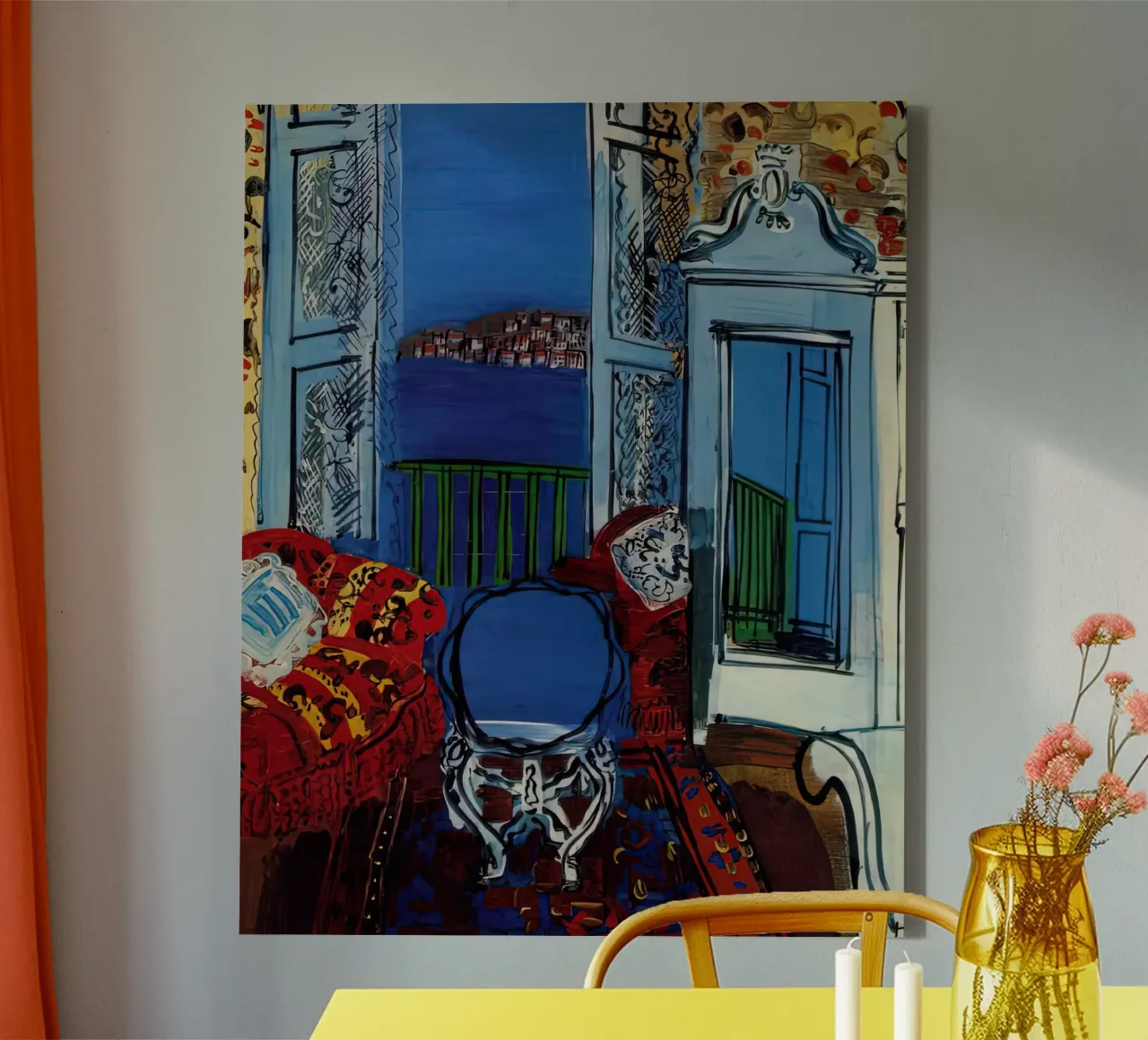 Open Window, Nice, 1928 by Raoul Dufy canvas with Floater frame by mix mate