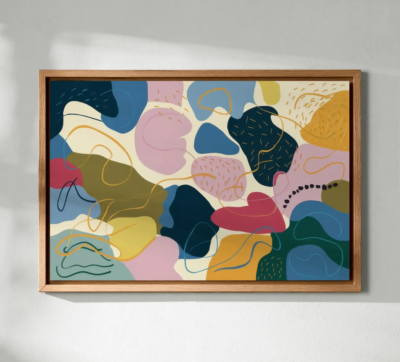 Vloeiend abstract landschap canvas met Baklijst van Astra Mist
