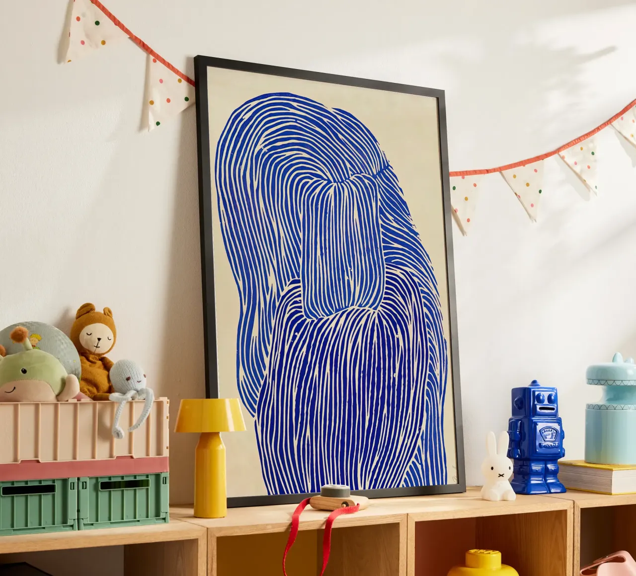 Blu profondo REBECCA HEINT poster con telaio in alluminio da mix mate