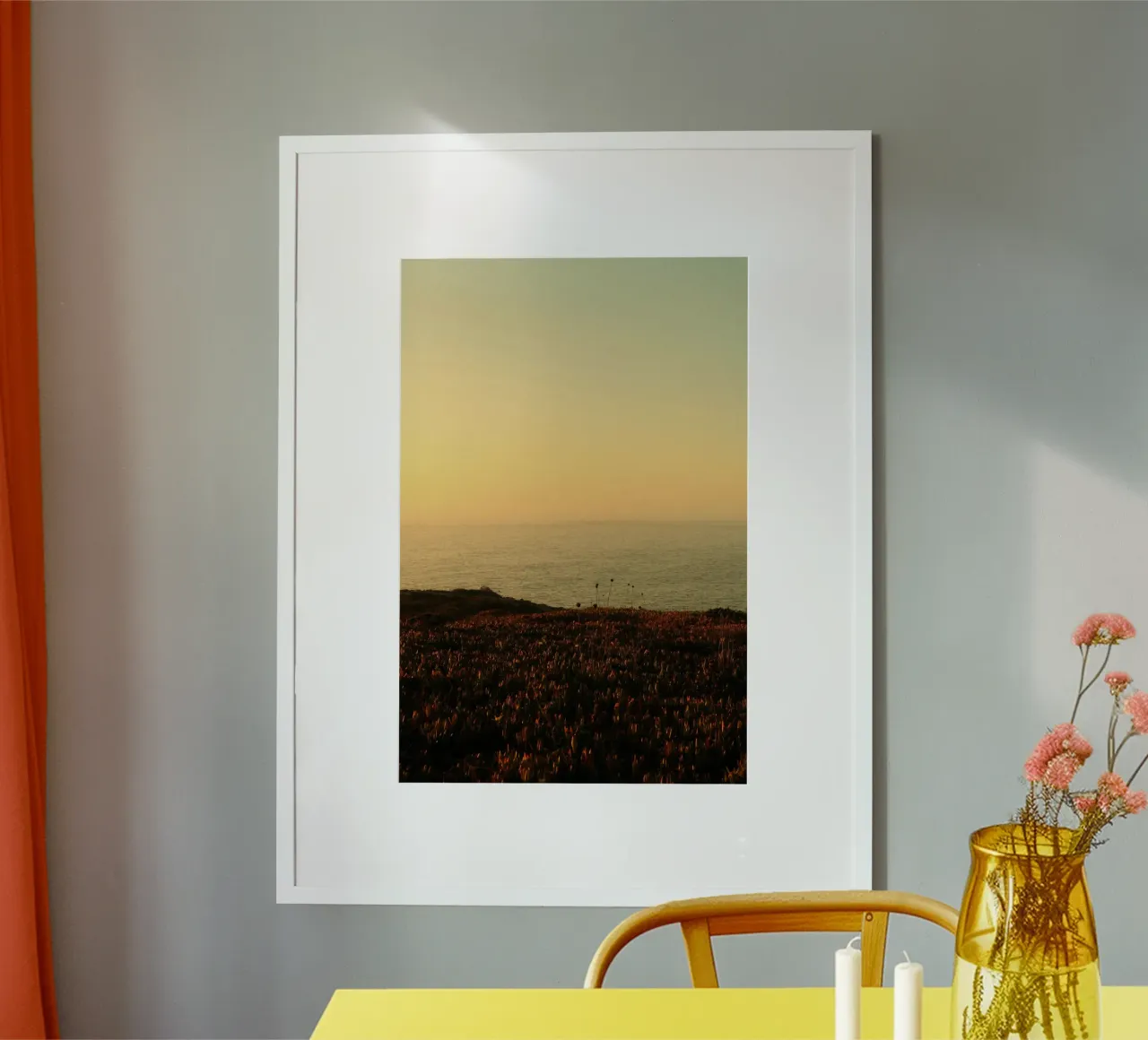 tramonto sull'oceano poster con telaio in plastica da Earthly Visions