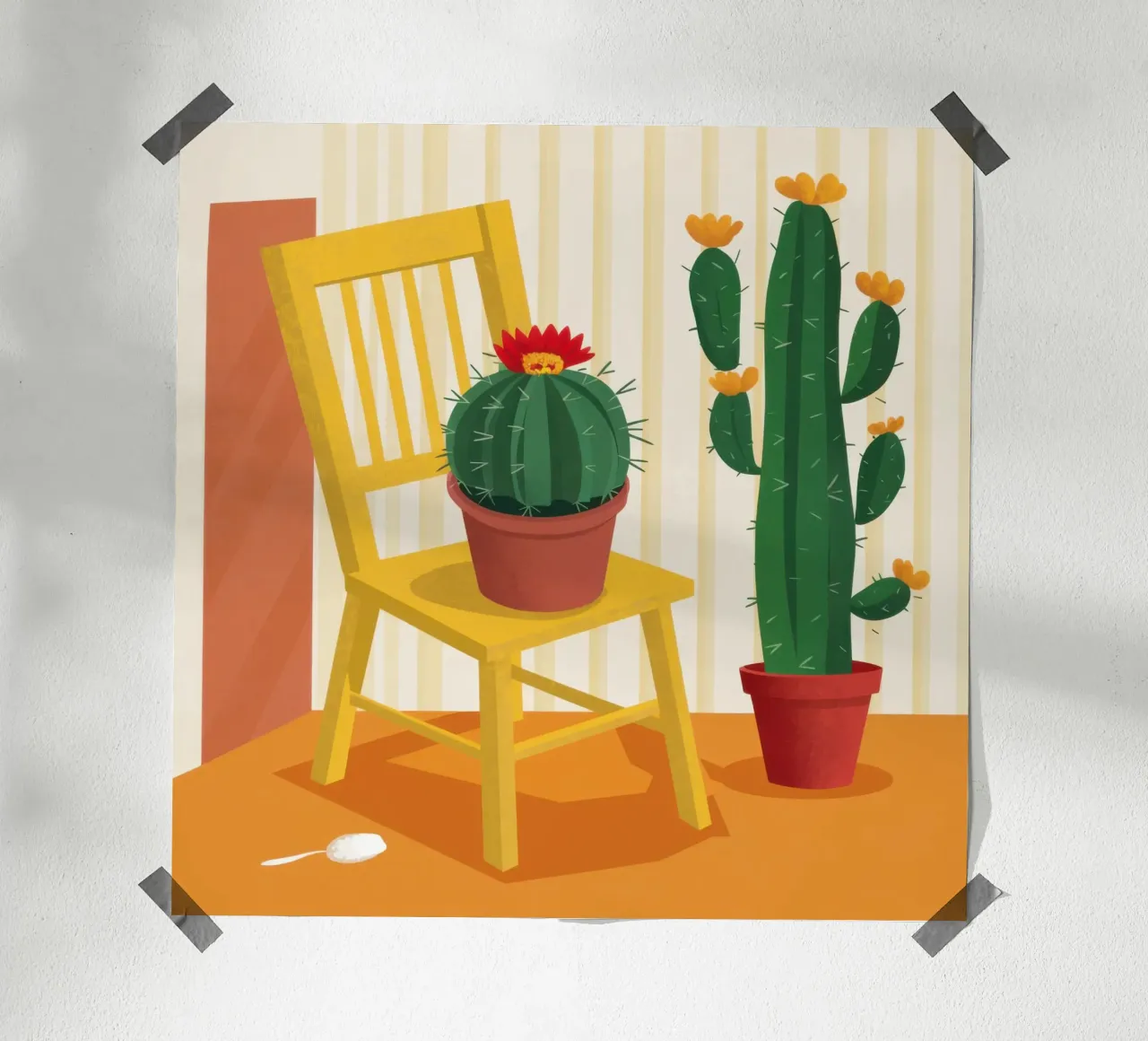 Sedia Cactus Stillness poster con telaio in alluminio da Astra Mist