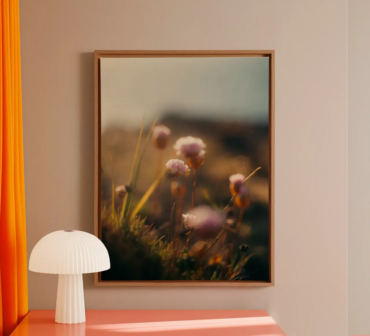 bloemen zee canvas met Baklijst van Earthly Visions