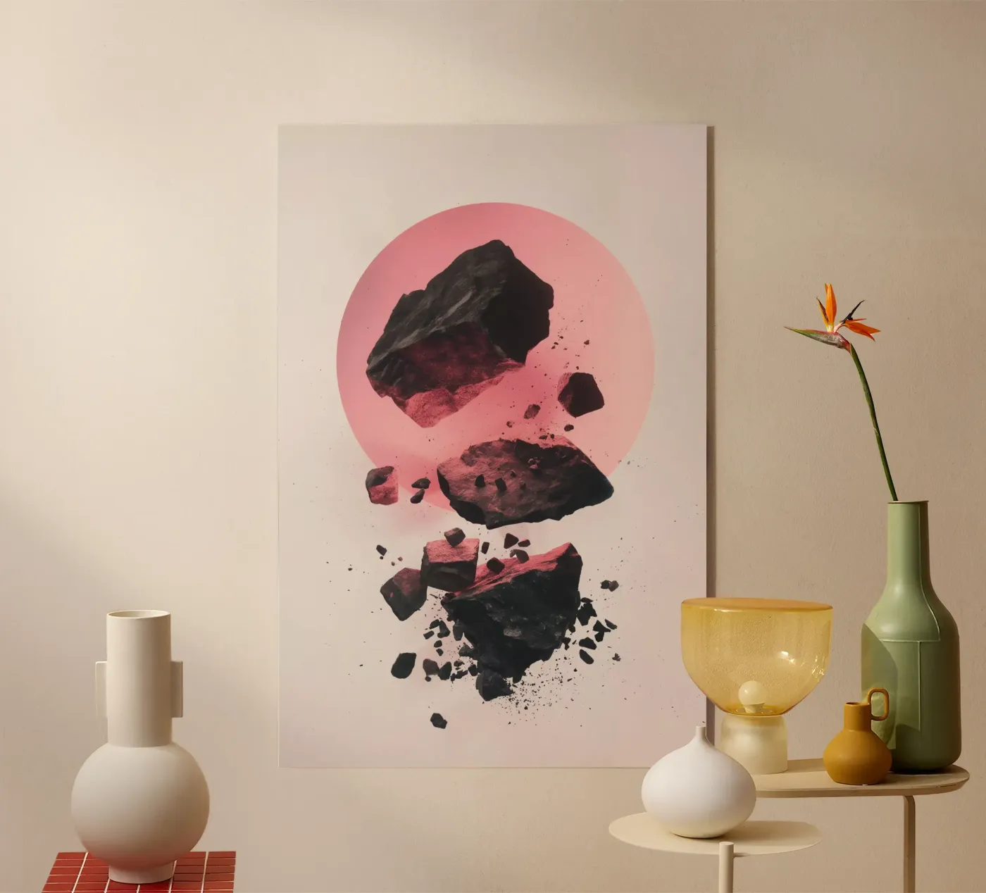 Rocks colliding 3 acryl van LeDieg