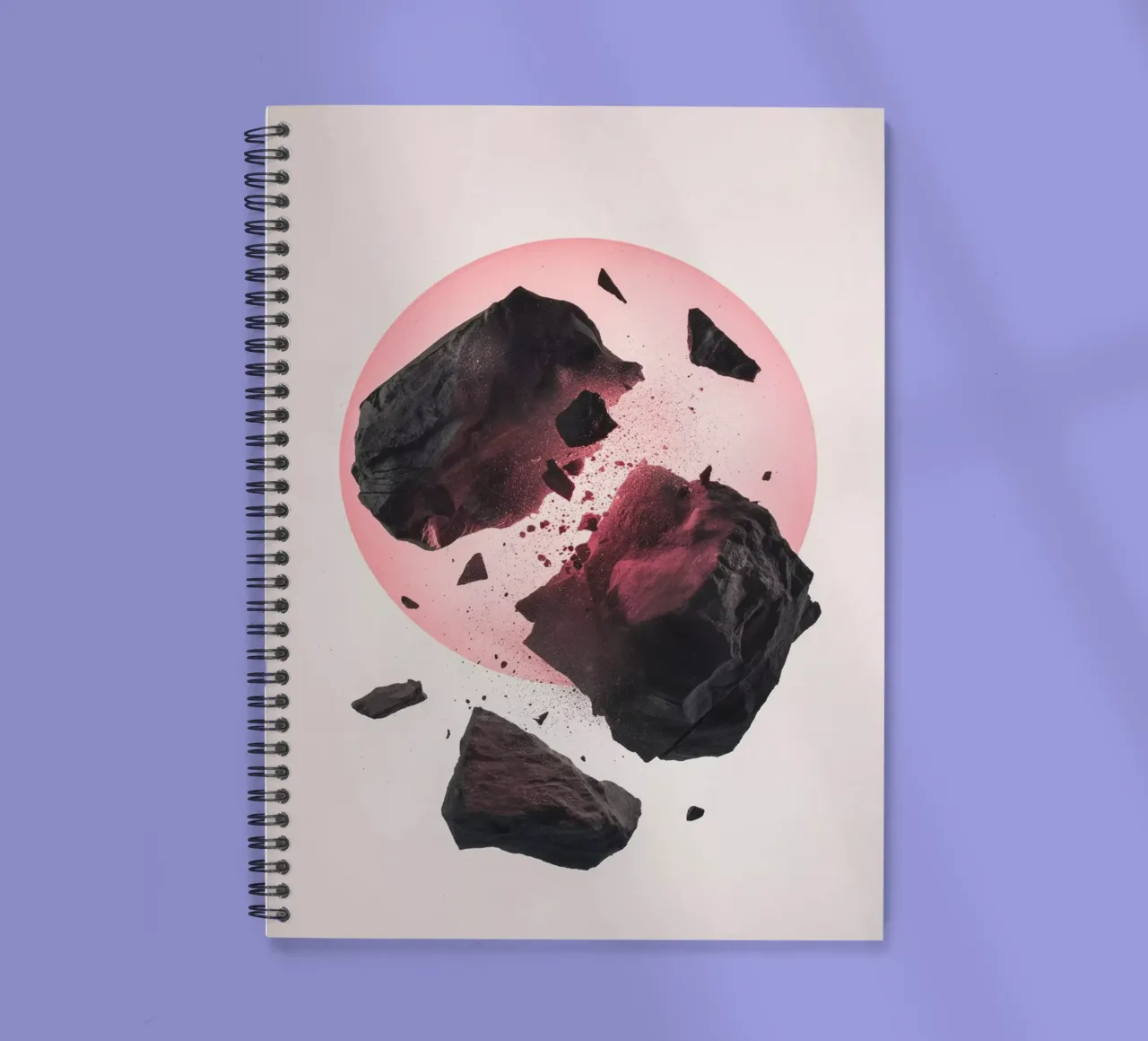 Rocks colliding 2 spiral notebook by LeDieg