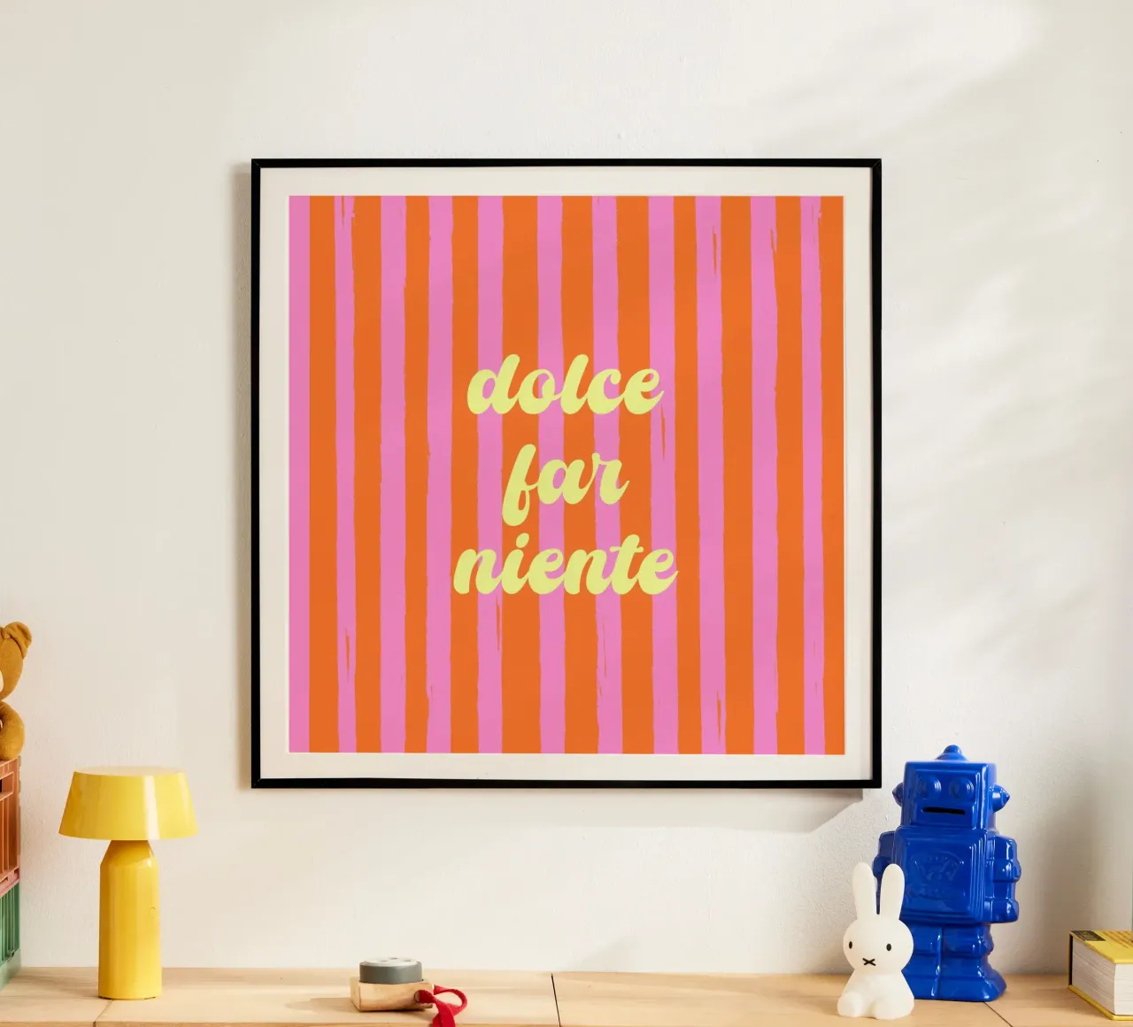 Dolce Far Niente - Retro Orange & Rosa Streifen Poster von EDMPROJECT