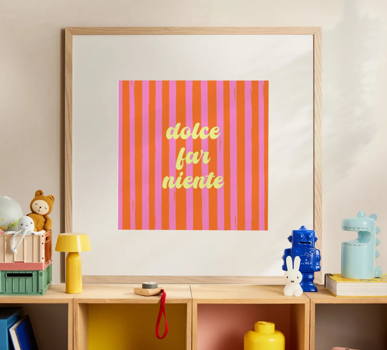 Dolce Far Niente - Retro Orange & Rosa Streifen Poster von EDMPROJECT