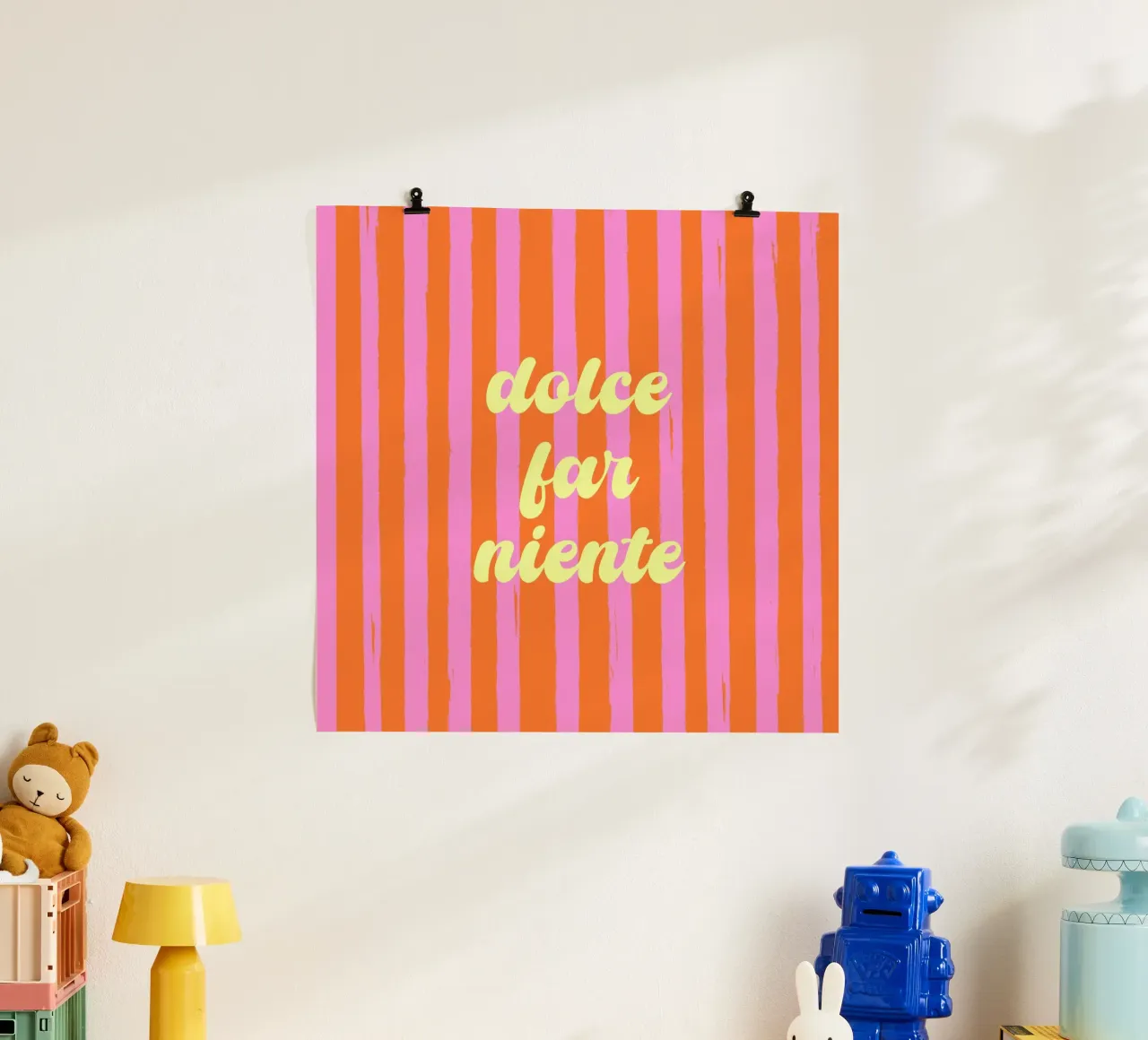 Dolce Far Niente - Retro Orange & Rosa Streifen Poster von EDMPROJECT
