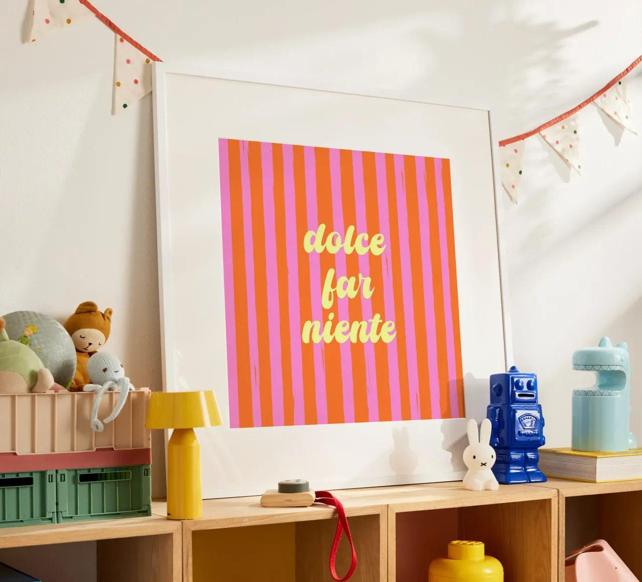 Dolce Far Niente - Retro Orange & Rosa Streifen Poster von EDMPROJECT