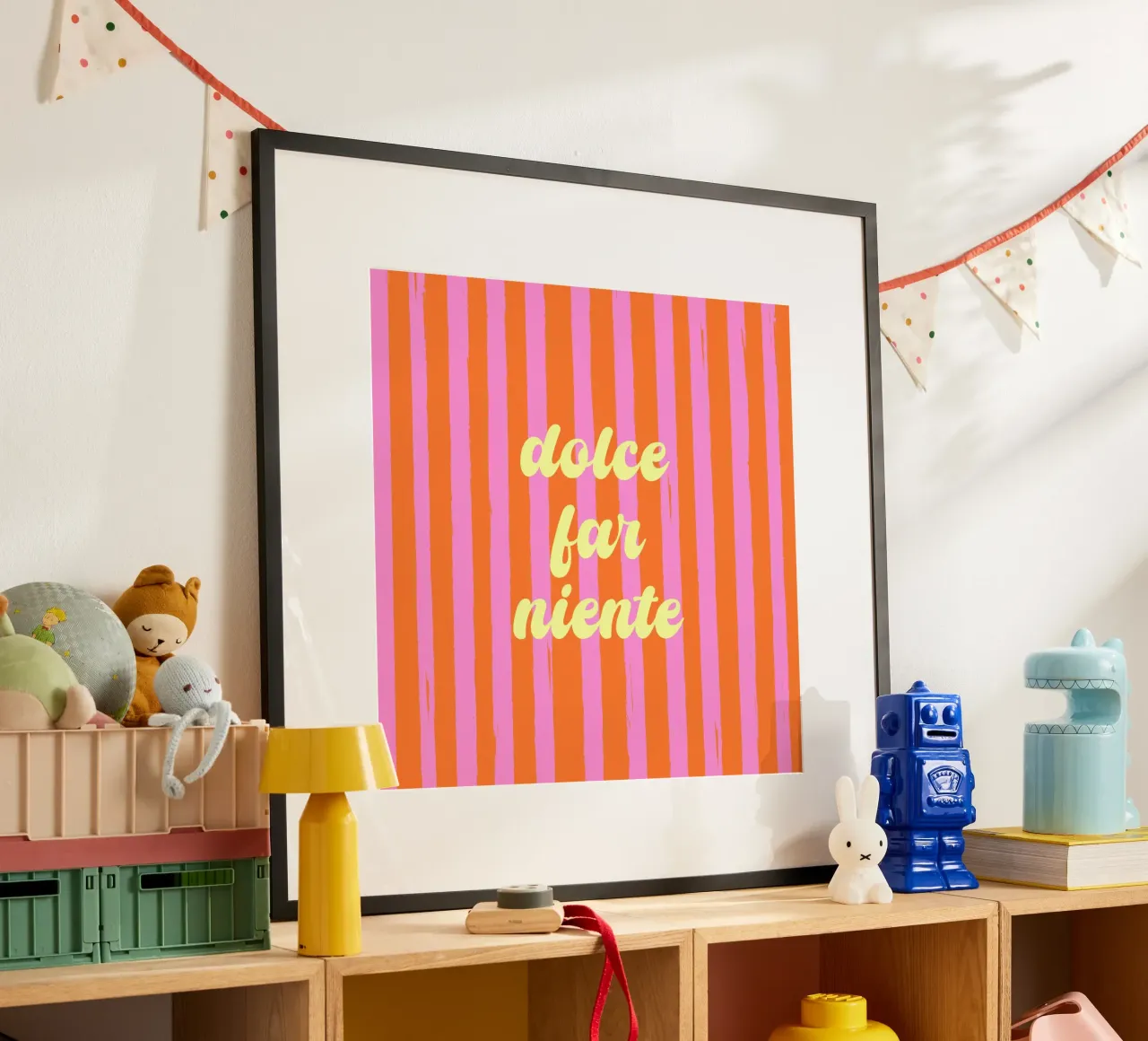 Dolce Far Niente - Retro Orange & Rosa Streifen Poster von EDMPROJECT