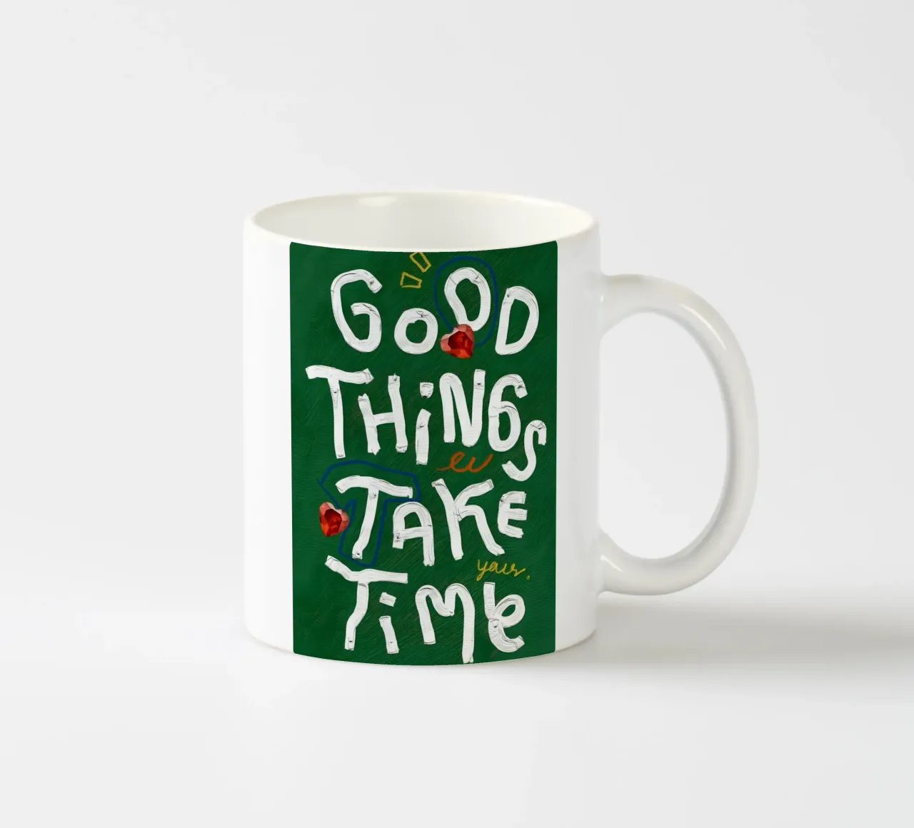 Good Things Take Time tazza in ceramica da Type & Tape