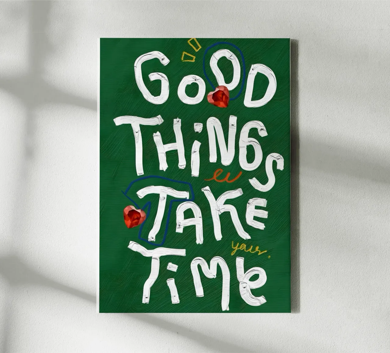 Good Things Take Time tela con Cornice a cassetta da Type & Tape
