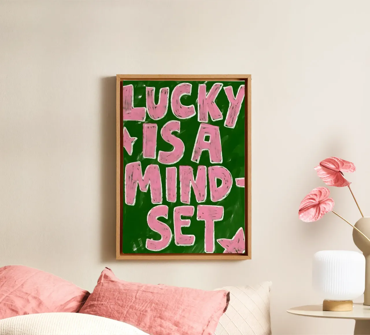lucky iş a Mindset tela con Cornice a cassetta da Type & Tape