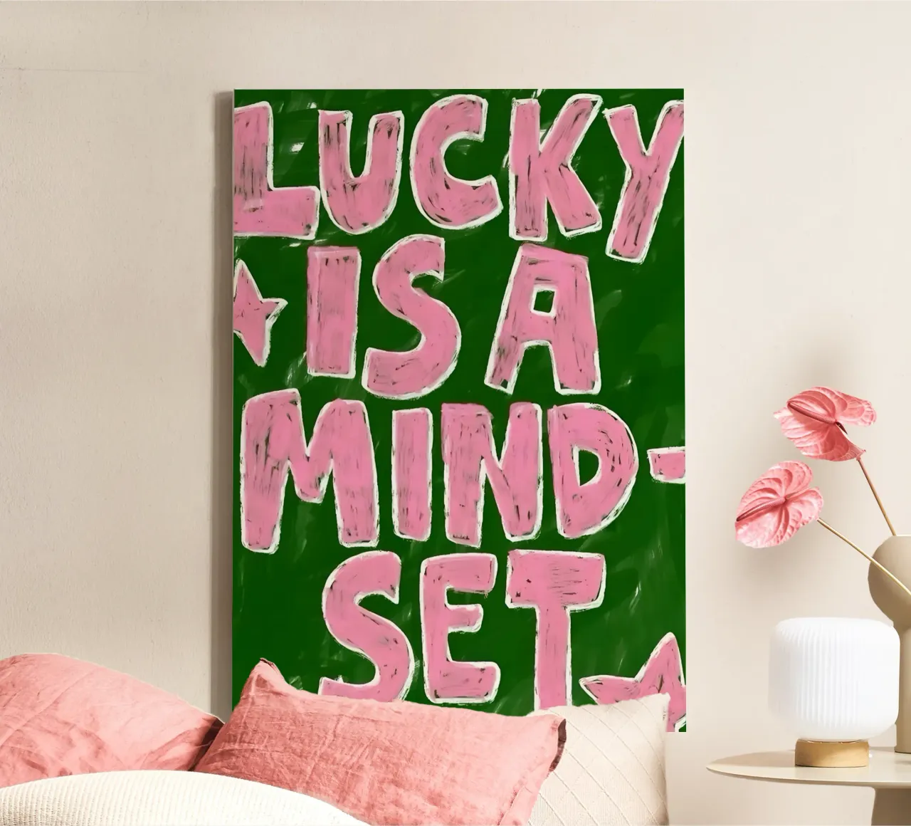 lucky iş a Mindset tela con Cornice a cassetta da Type & Tape