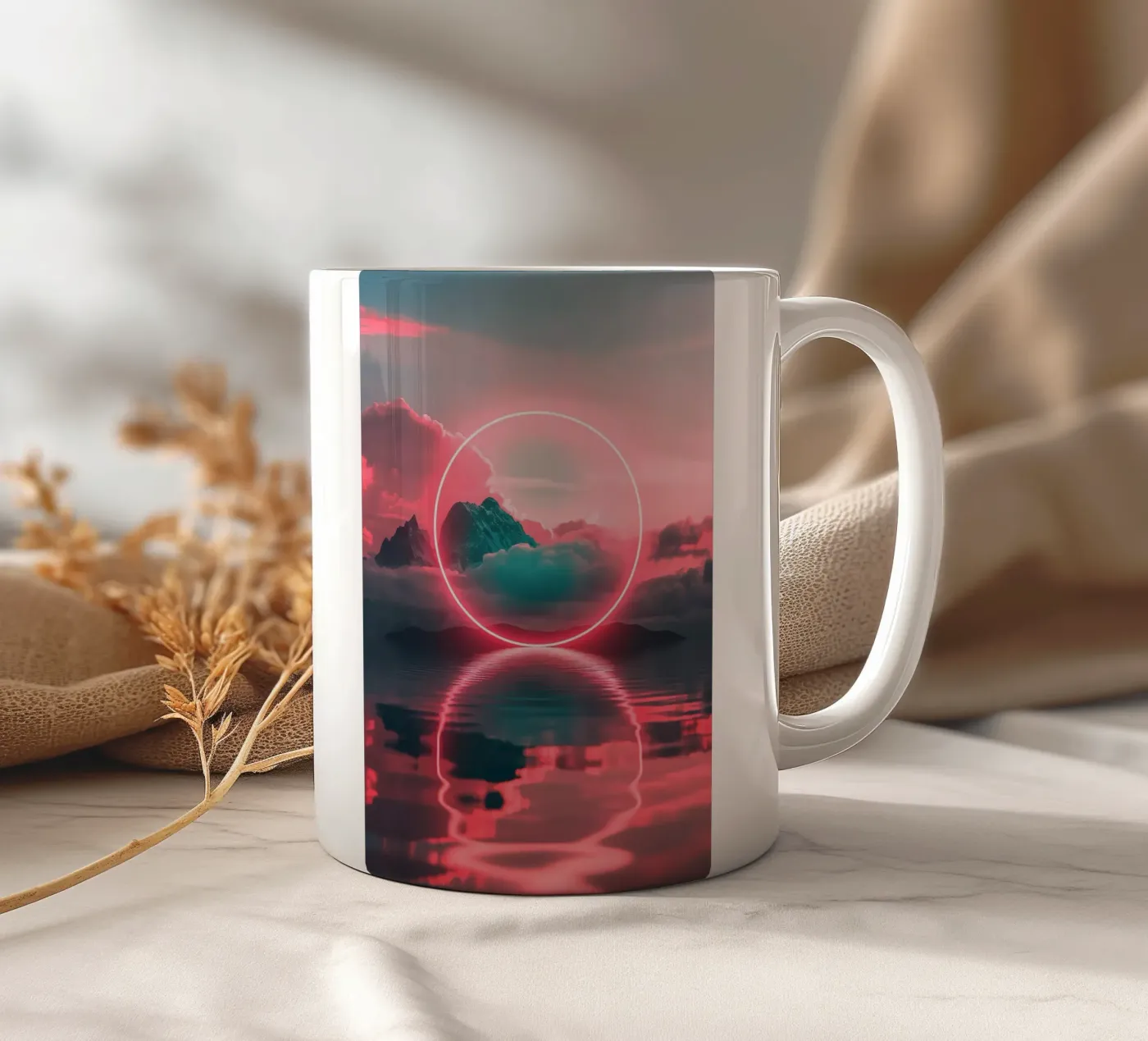 Red circle ceramic mug by LeDieg