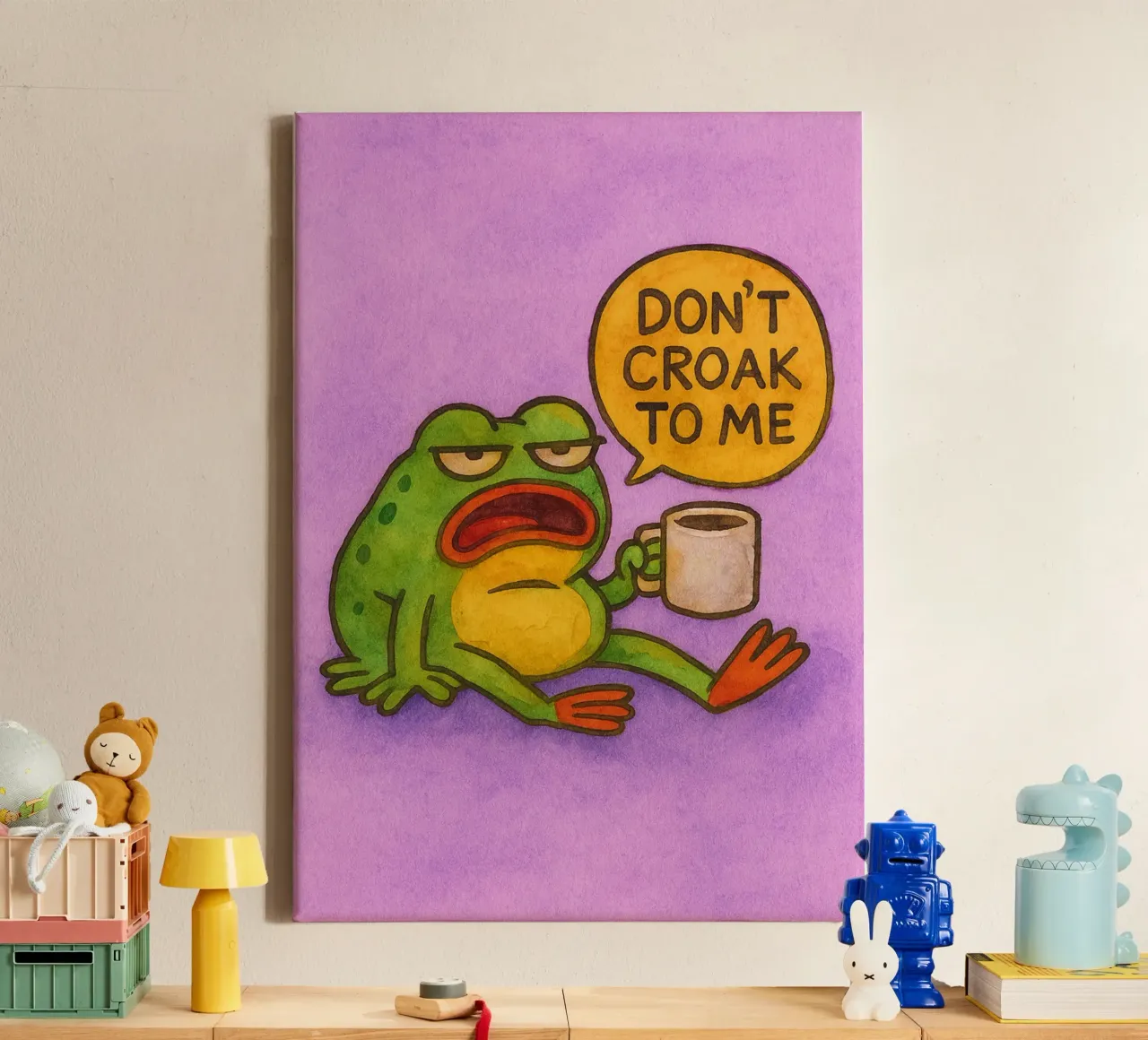 kwaak niet tegen mij grappige kikker canvas met Baklijst van limous