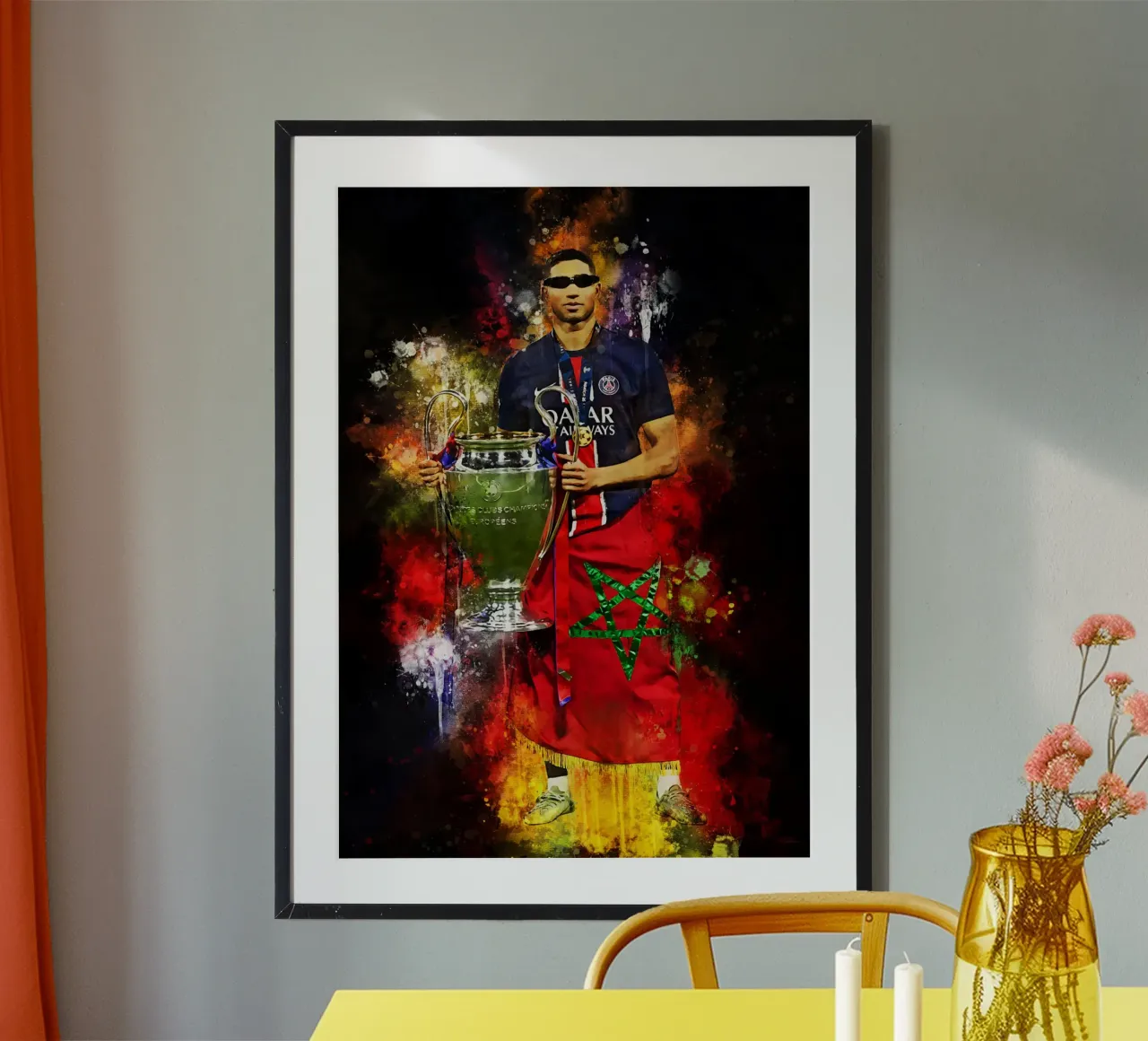 Achraf Hakimi poster con telaio in alluminio da MasterInkArt