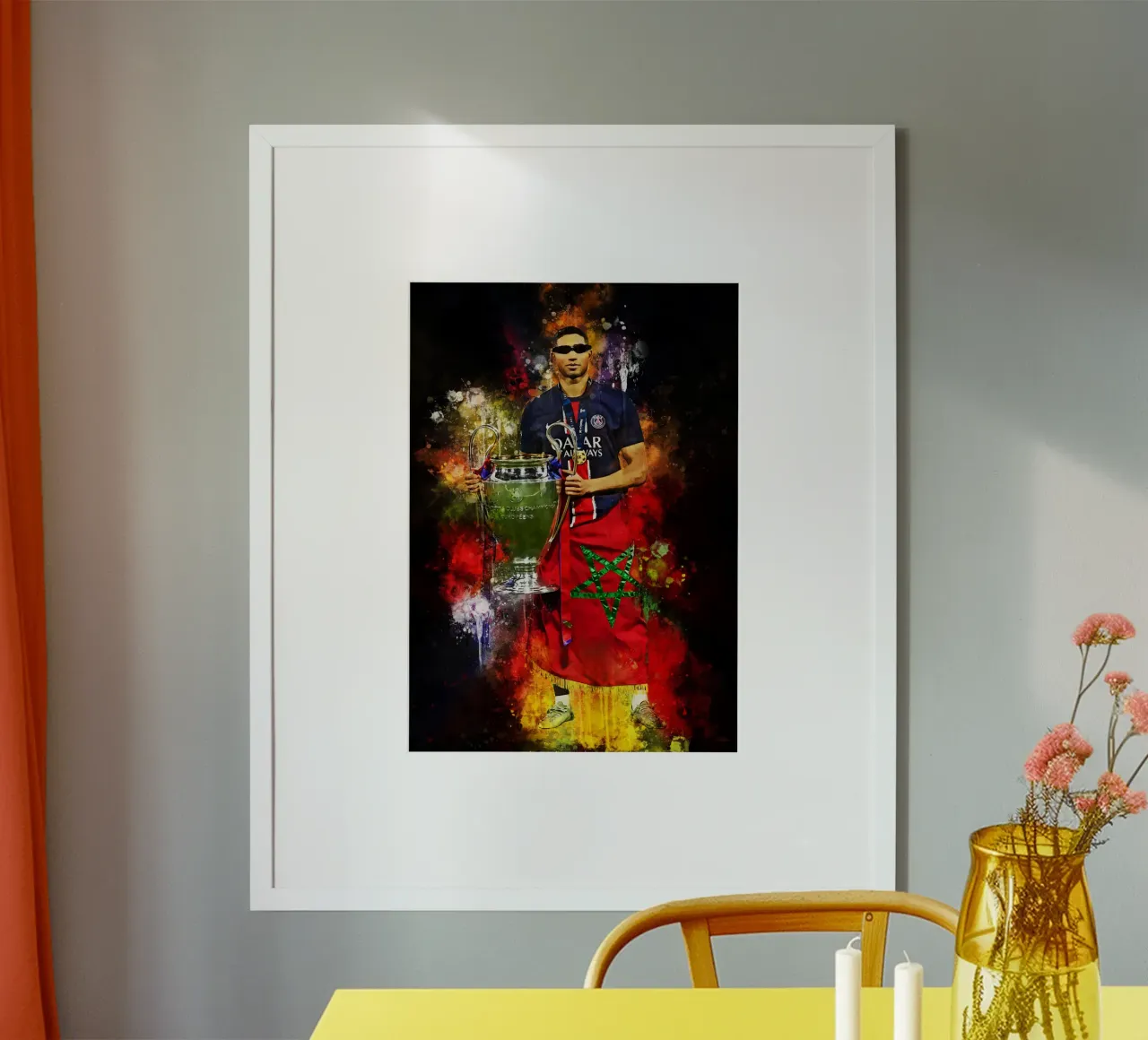 Achraf Hakimi poster con telaio in alluminio da MasterInkArt