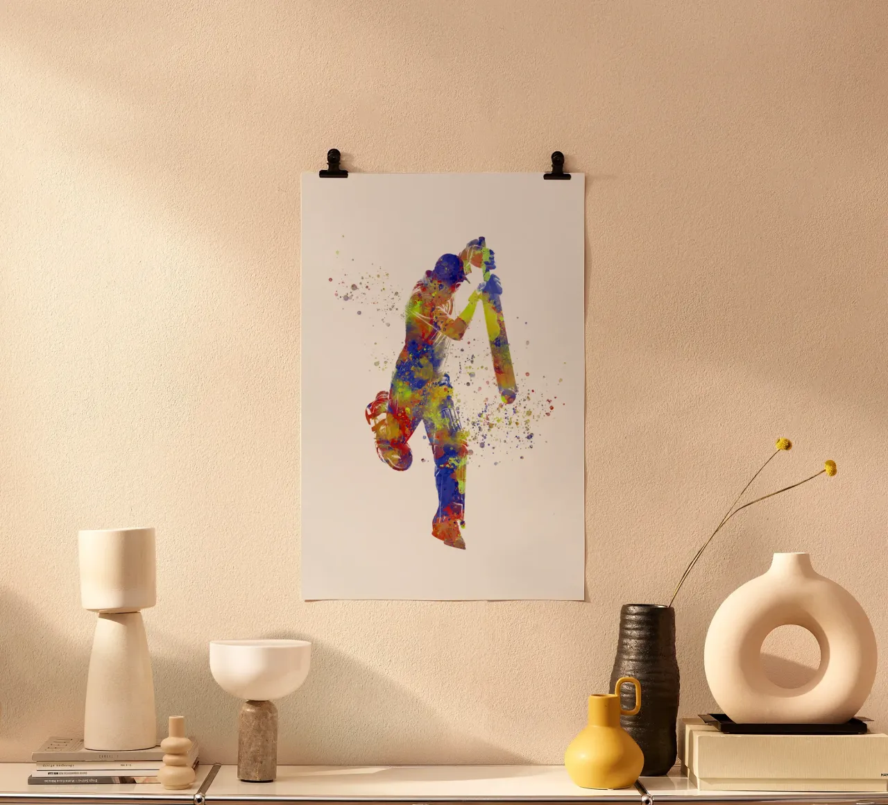 Grilletto in acquerello poster con telaio in legno da ⚽ Sports Pulse