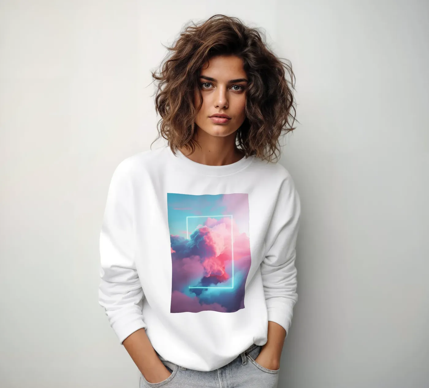 Pink clouds rectangle sweatshirt van LeDieg