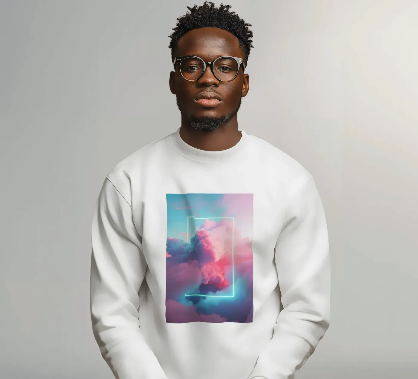Pink clouds rectangle sweatshirt van LeDieg