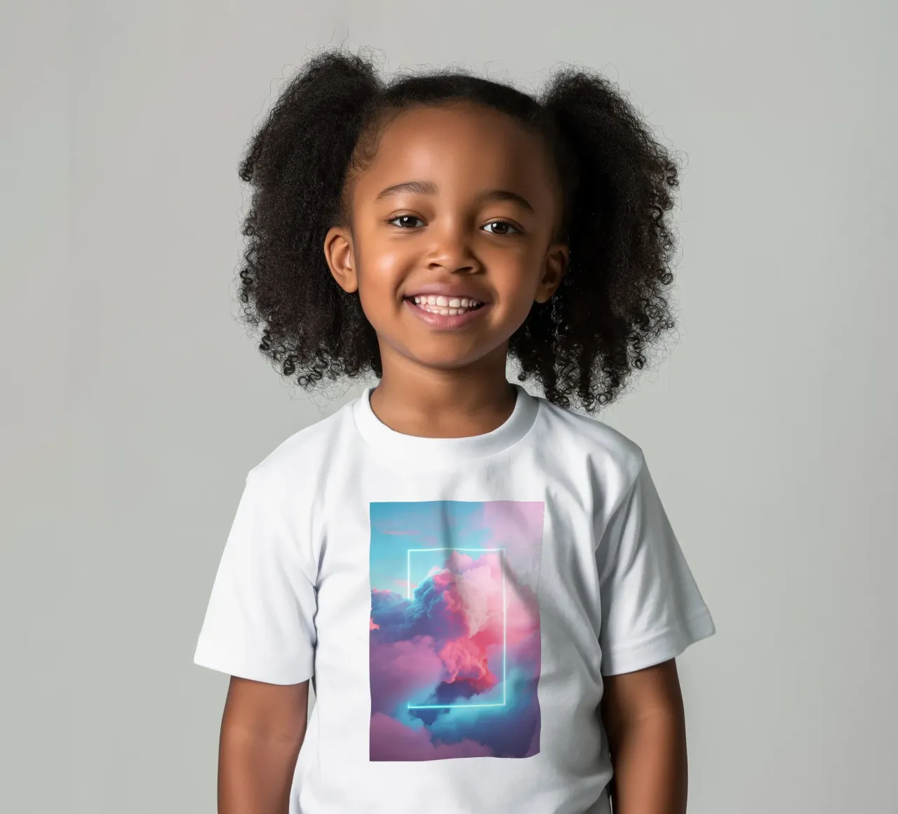 Pink clouds rectangle kinder t-shirt van LeDieg
