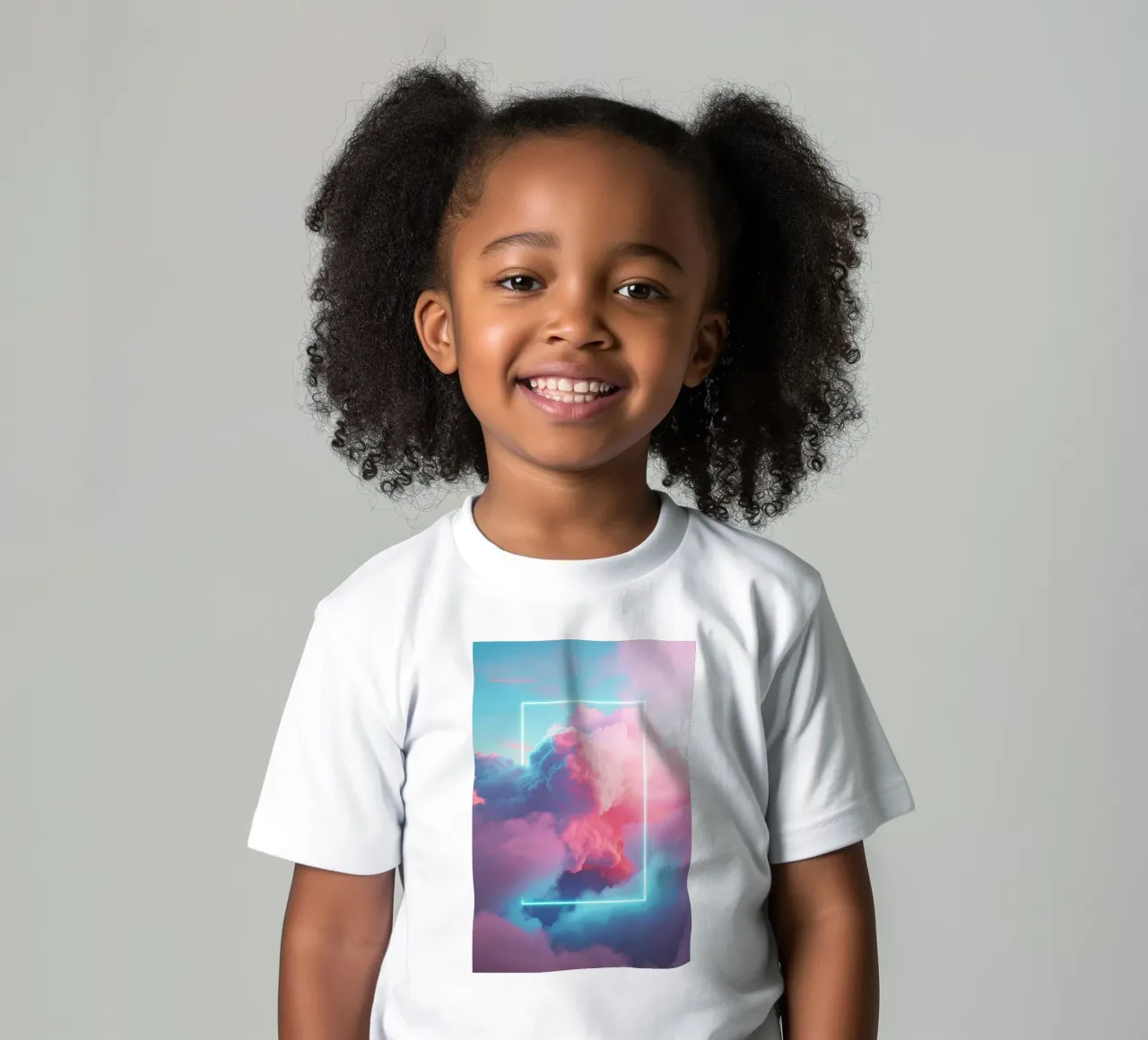 Pink clouds rectangle kinder t-shirt van LeDieg