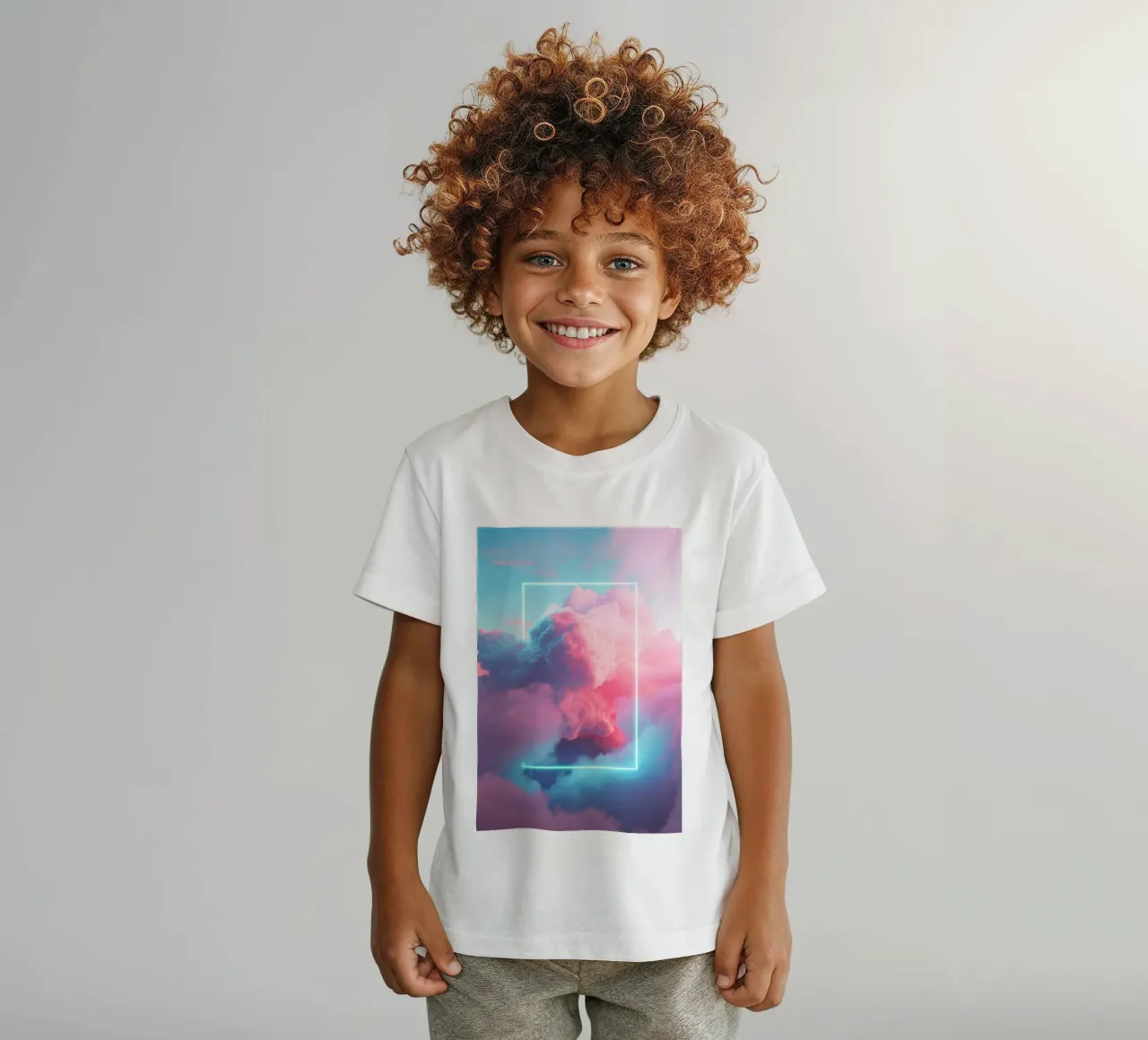 Pink clouds rectangle kinder t-shirt van LeDieg