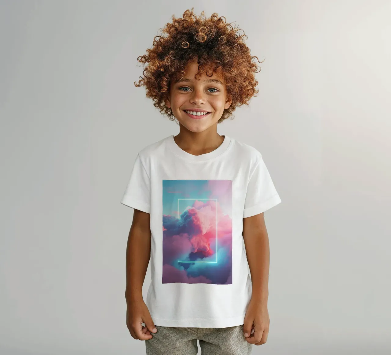 Pink clouds rectangle kinder t-shirt van LeDieg