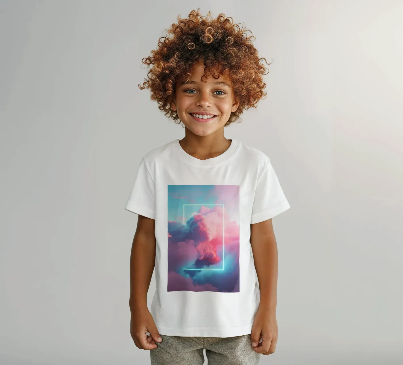 Pink clouds rectangle t-shirt bambini da LeDieg