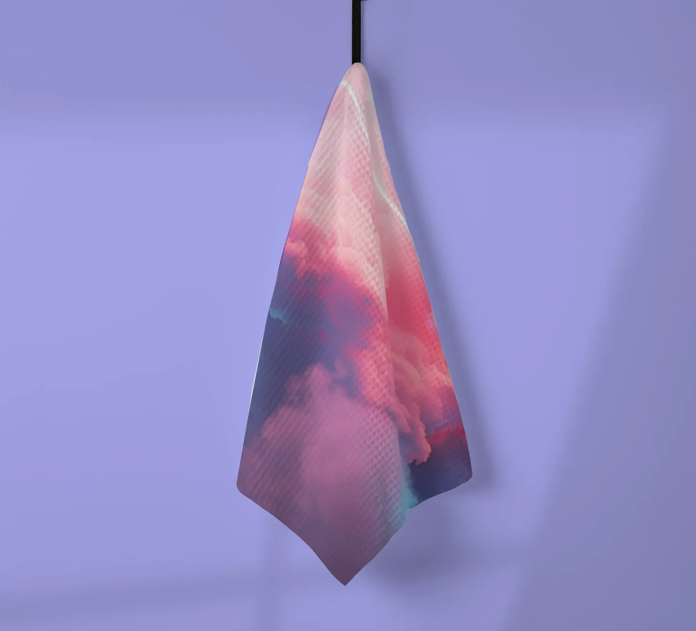 Pink clouds rectangle tea towel by LeDieg