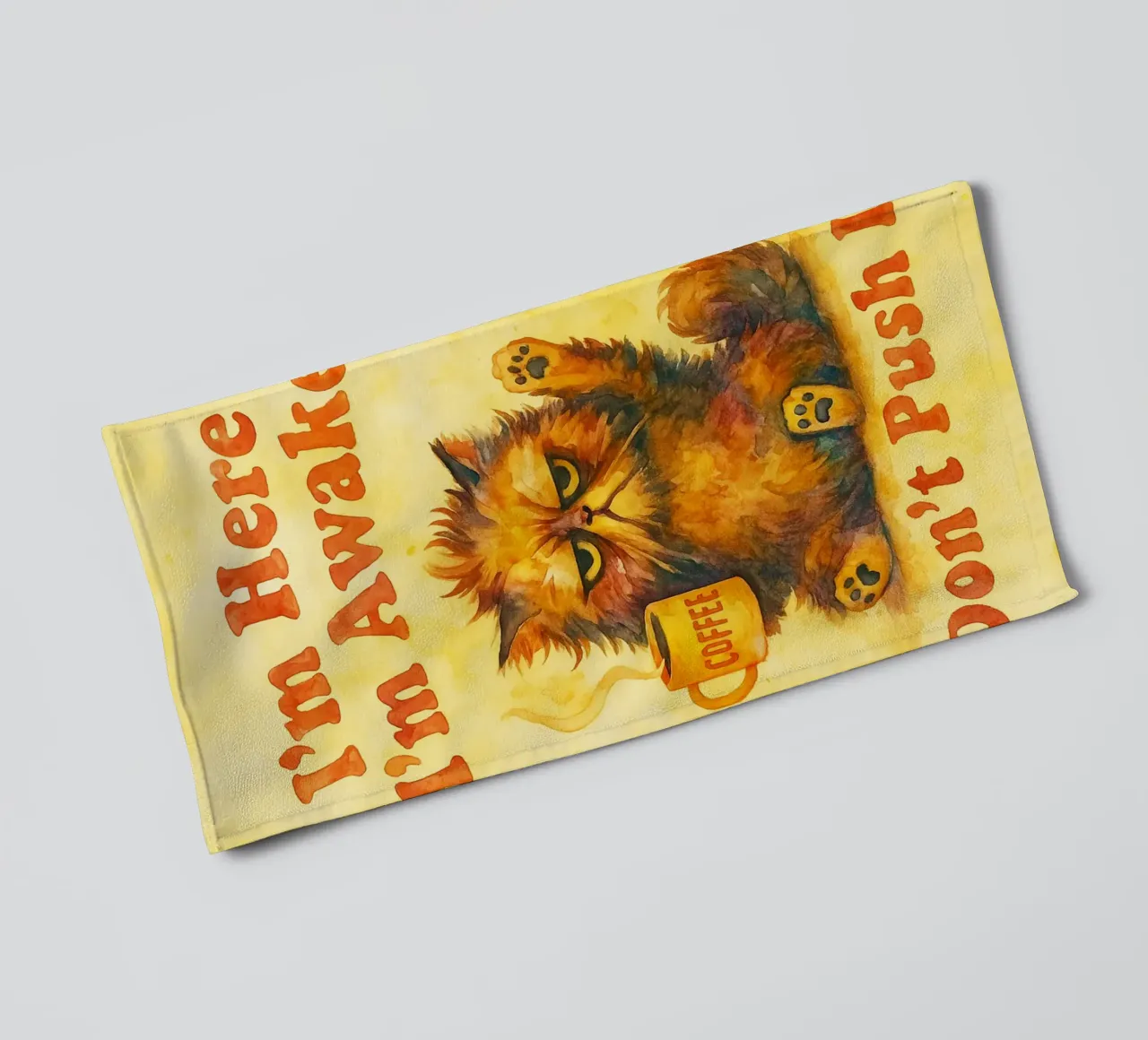 dont push it funny cat towel by limous