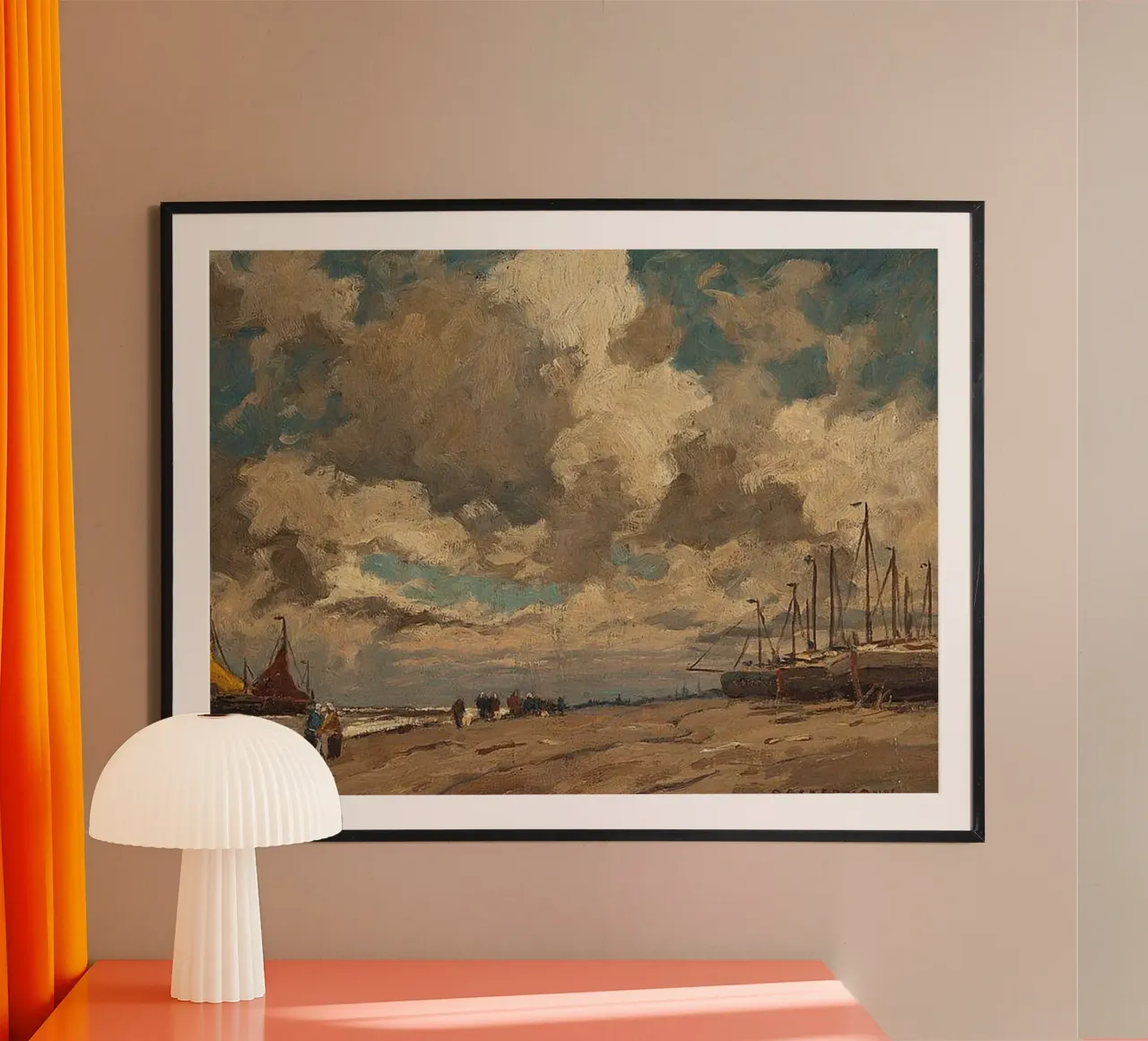 barca a vela ancorata poster con telaio in legno da iding store
