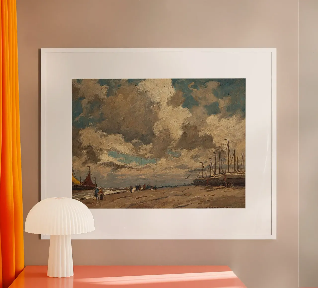 barca a vela ancorata poster con telaio in legno da iding store