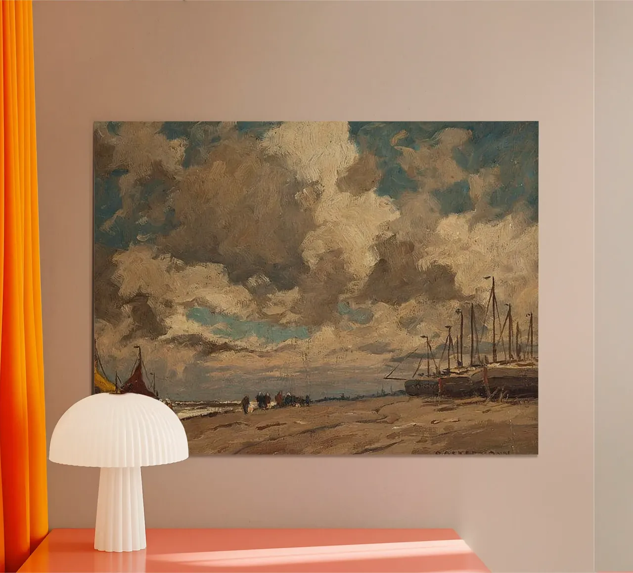 barca a vela ancorata poster con telaio in legno da iding store