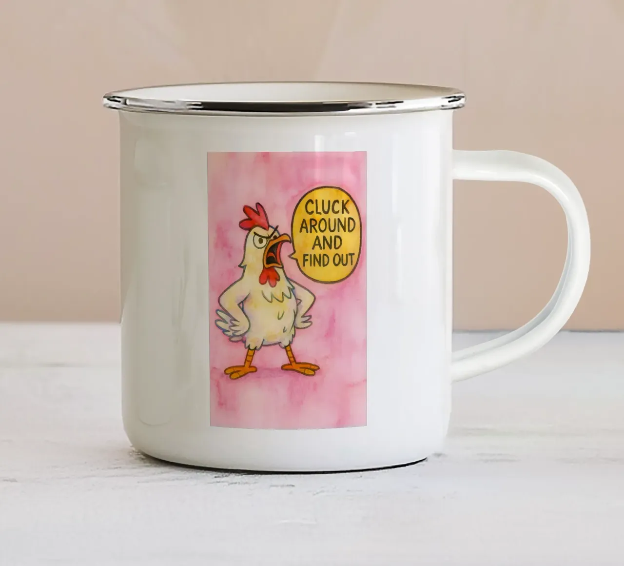 gallo divertente tazza in smalto da limous