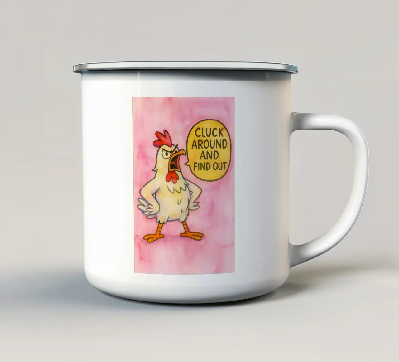 gallo divertente tazza in smalto da limous