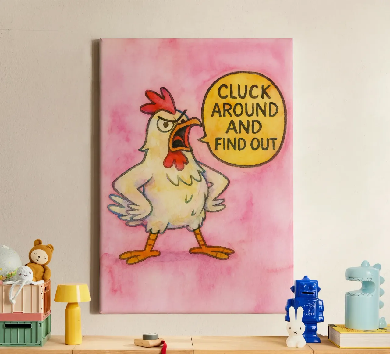grappige haan canvas met Baklijst van limous