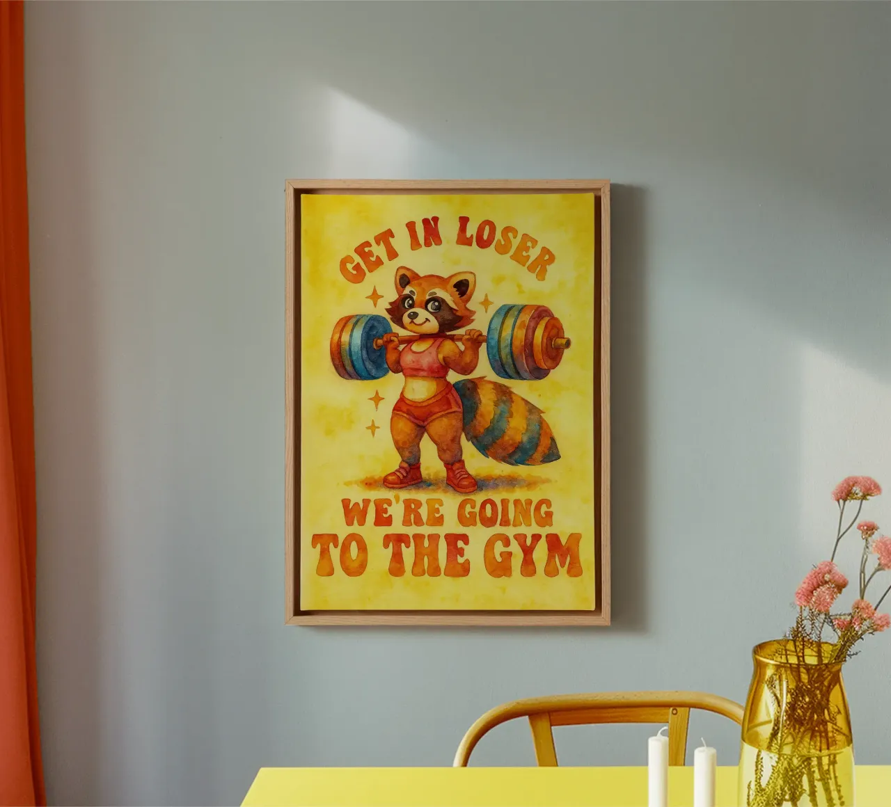 get in loser funny raccoon canvas with Floater frame by limous