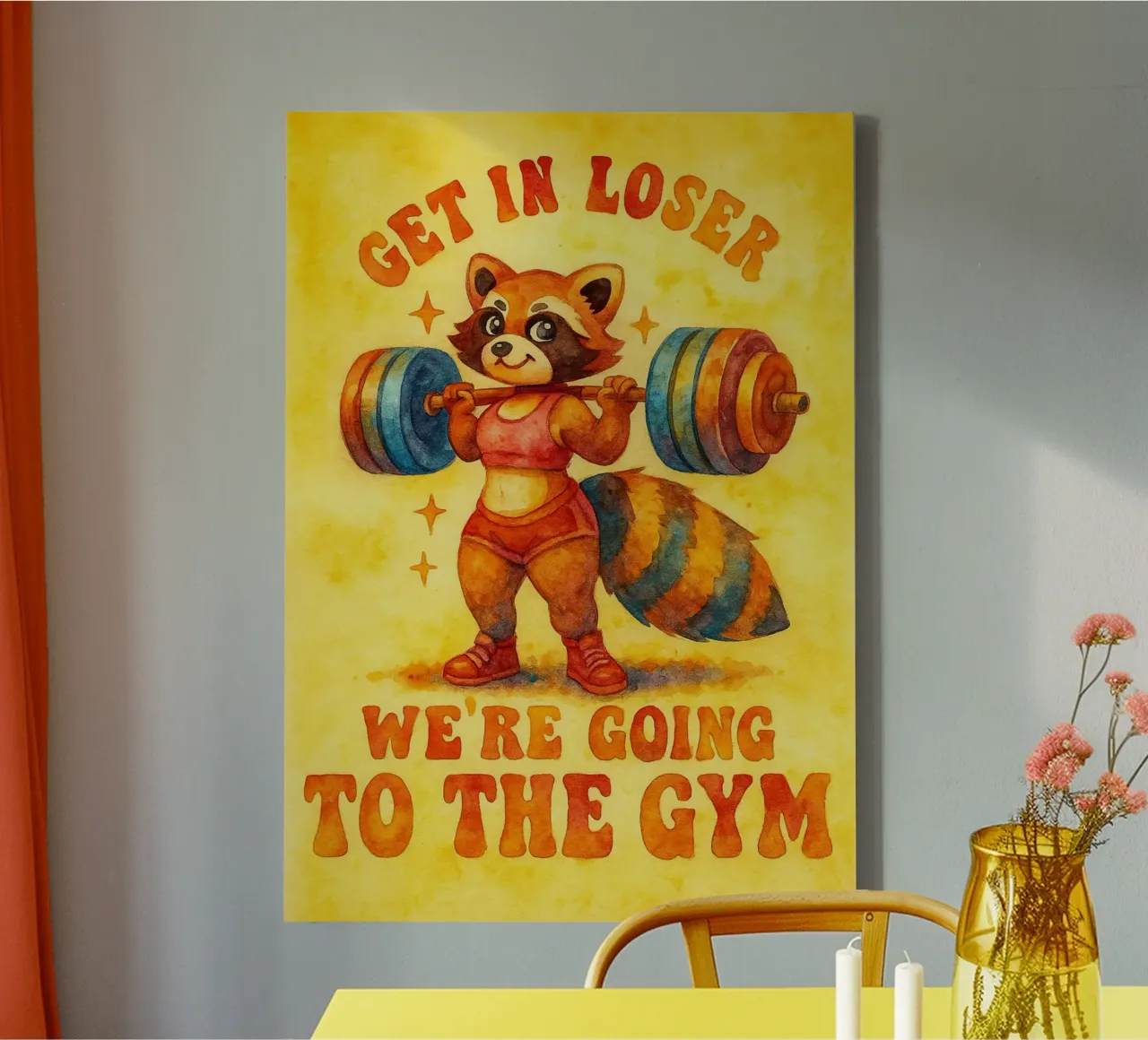get in loser funny raccoon canvas with Floater frame by limous