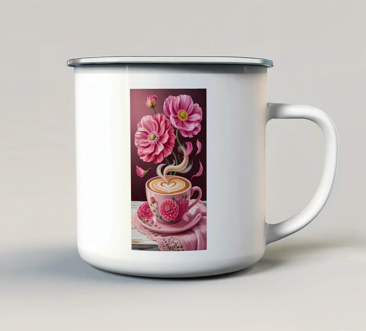 Coffee With Beautiful Flowers tazza in smalto da Jeff Studio